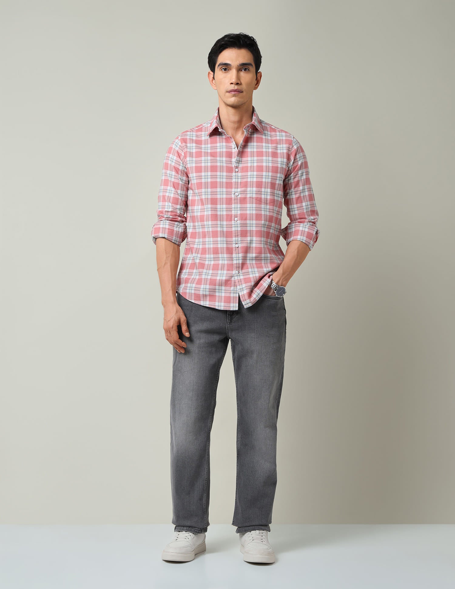 Essential Plaid Checked Slim Fit Oxford Shirt