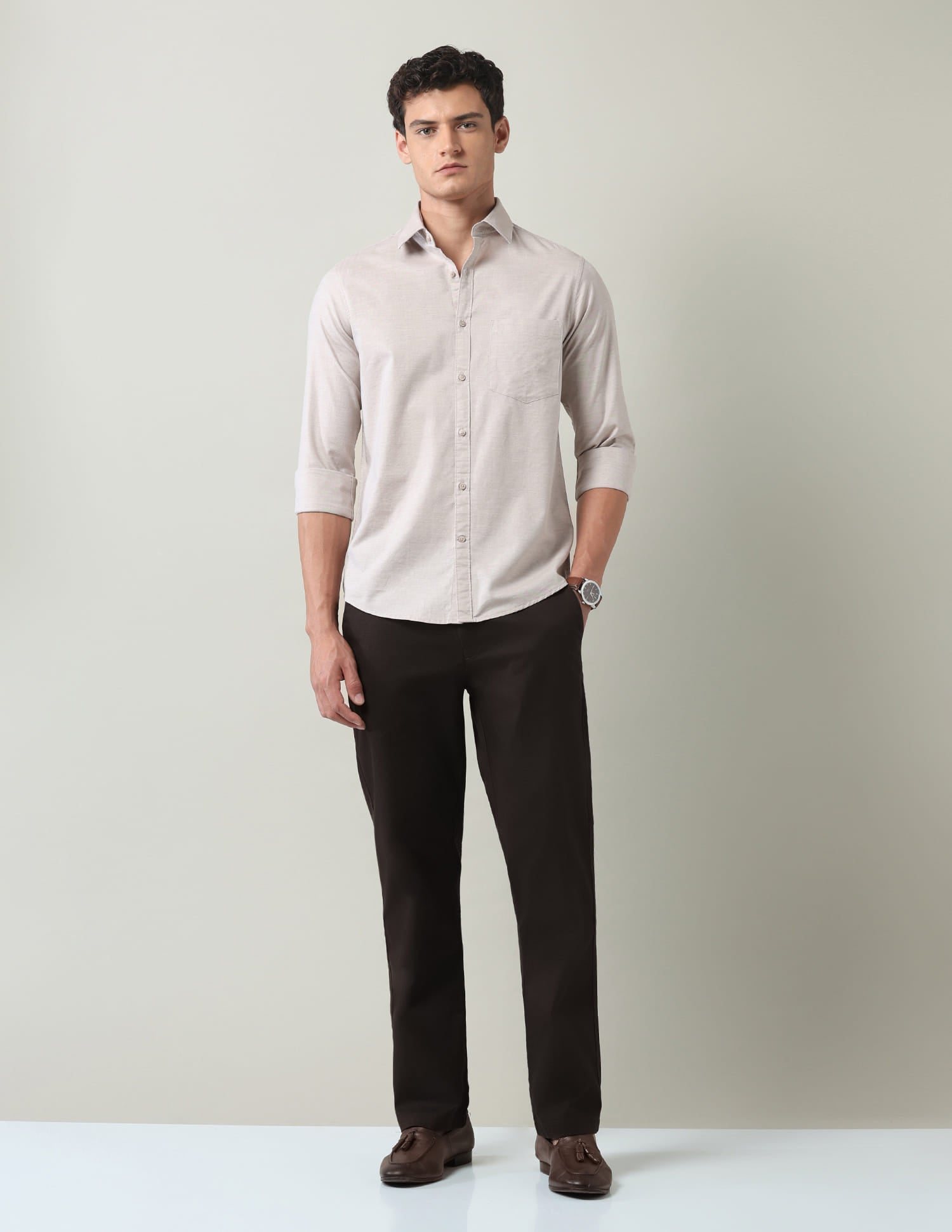 Solid Slim Fit Twill Shirt