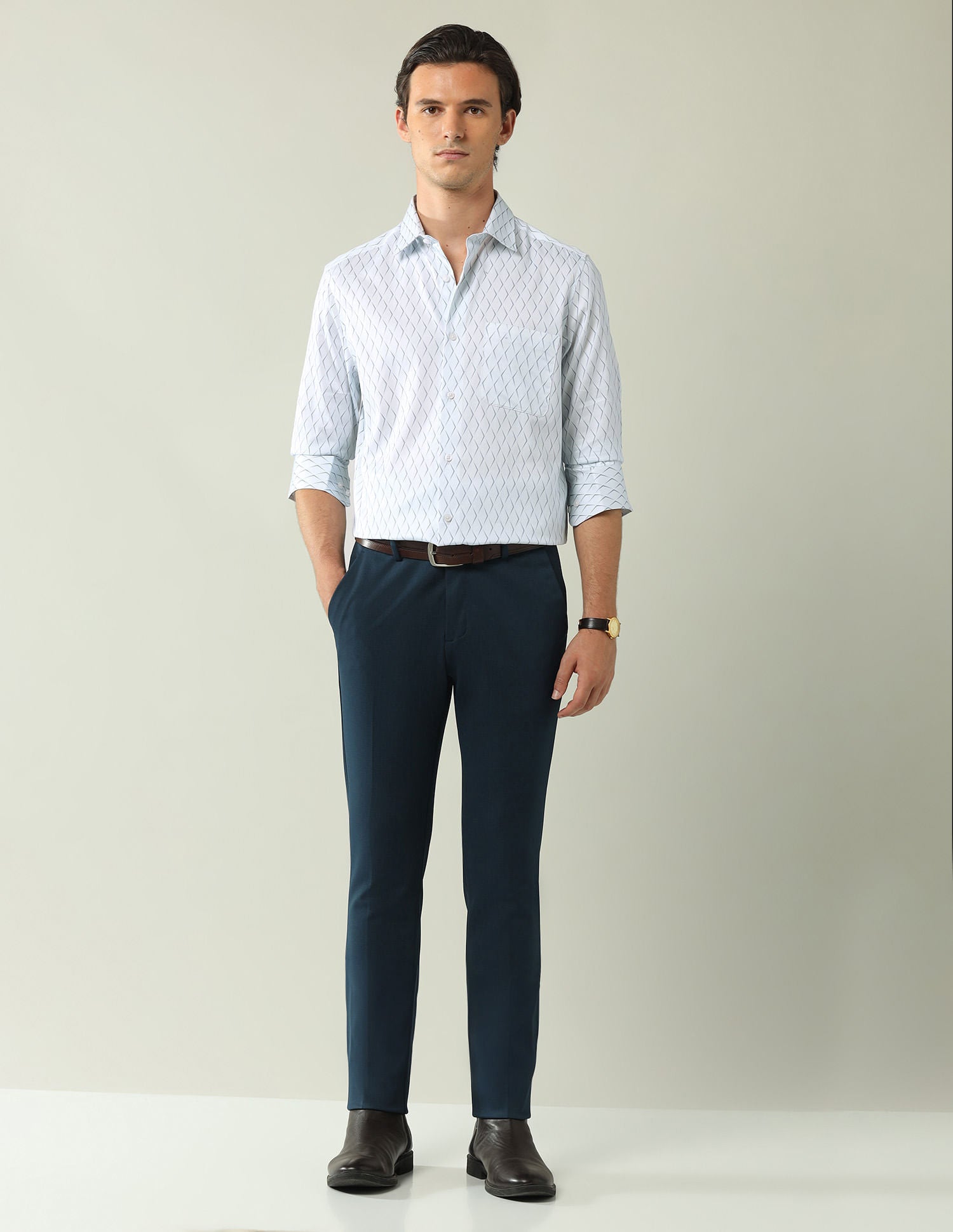 Wardrobe-Coded Regular Fit Vertical Striped Shirt