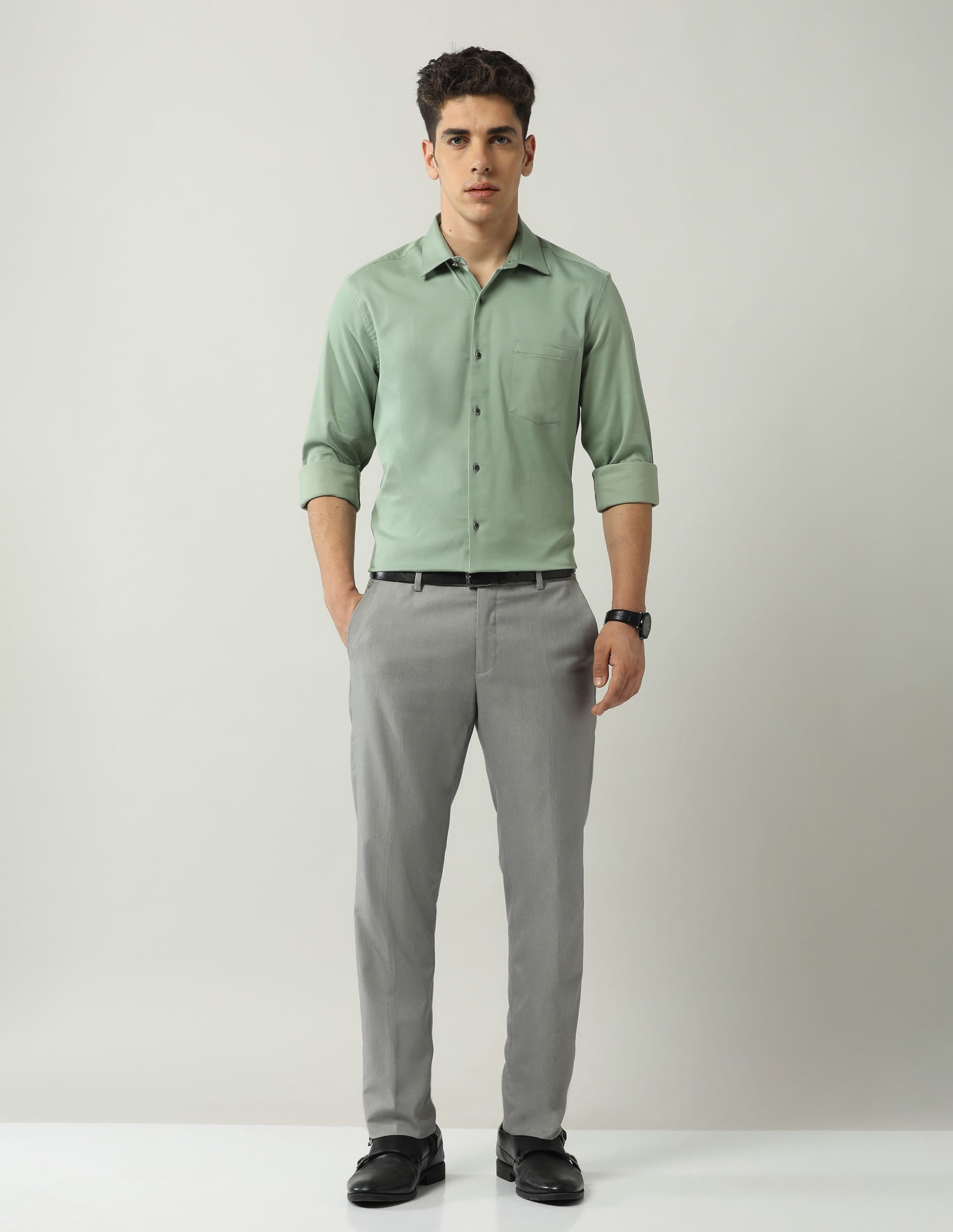 Slim Fit Satin Solid Shirt