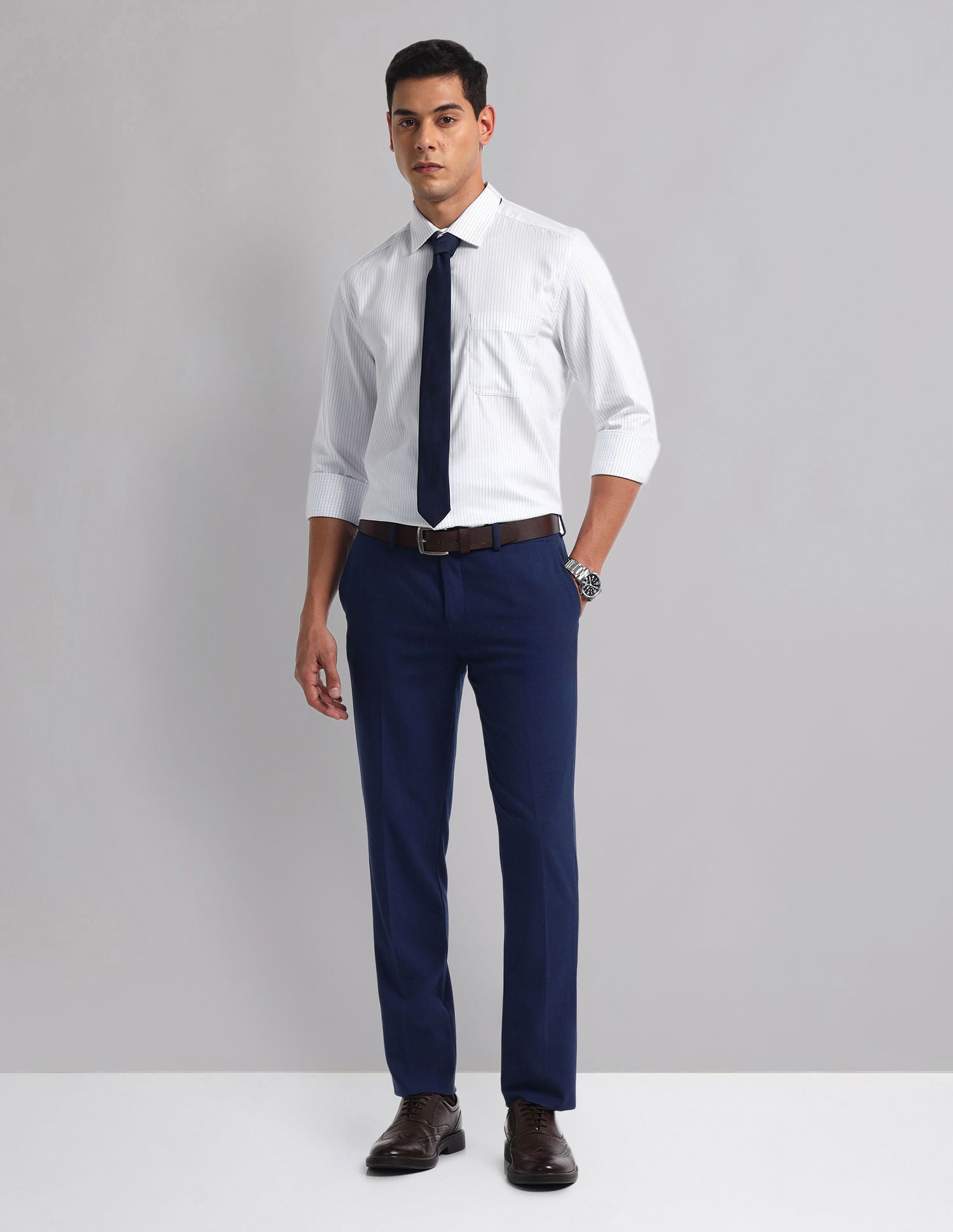 Regular Long Sleeve Vertical Stripe Shirt