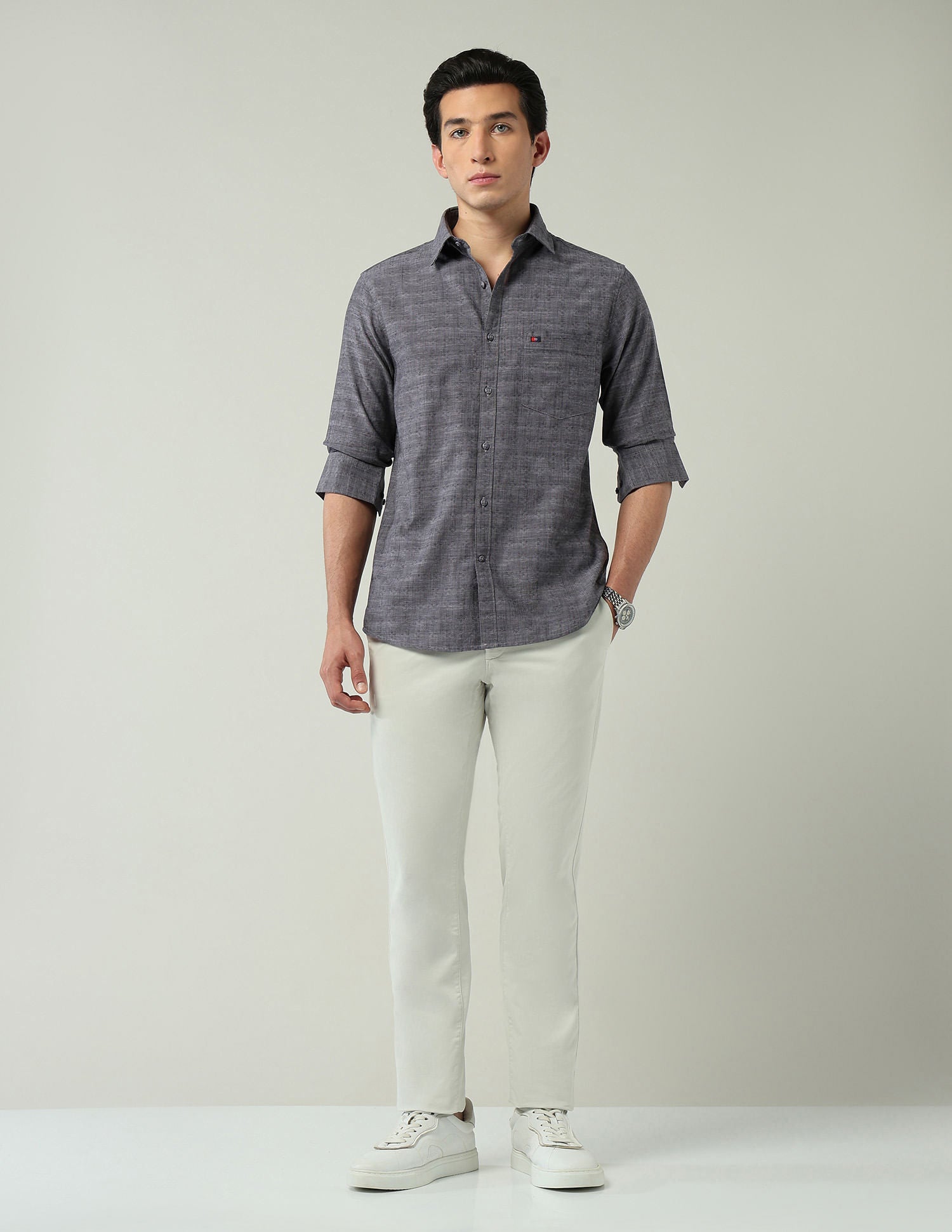 Corporate Ready Modern Slim Fit Self-Design Shirt