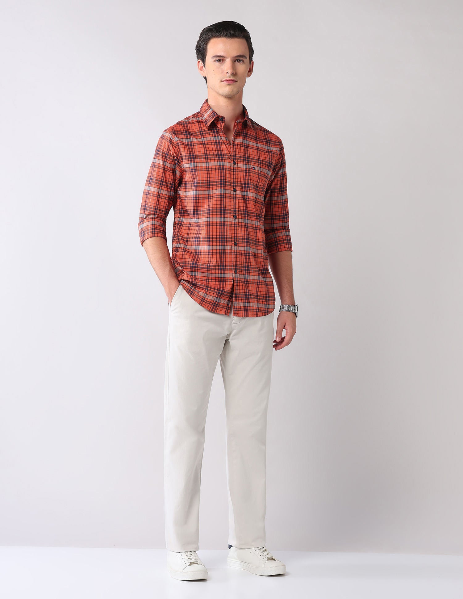 City Chronicles Modern Slim Fit Tartan Checked Shirt