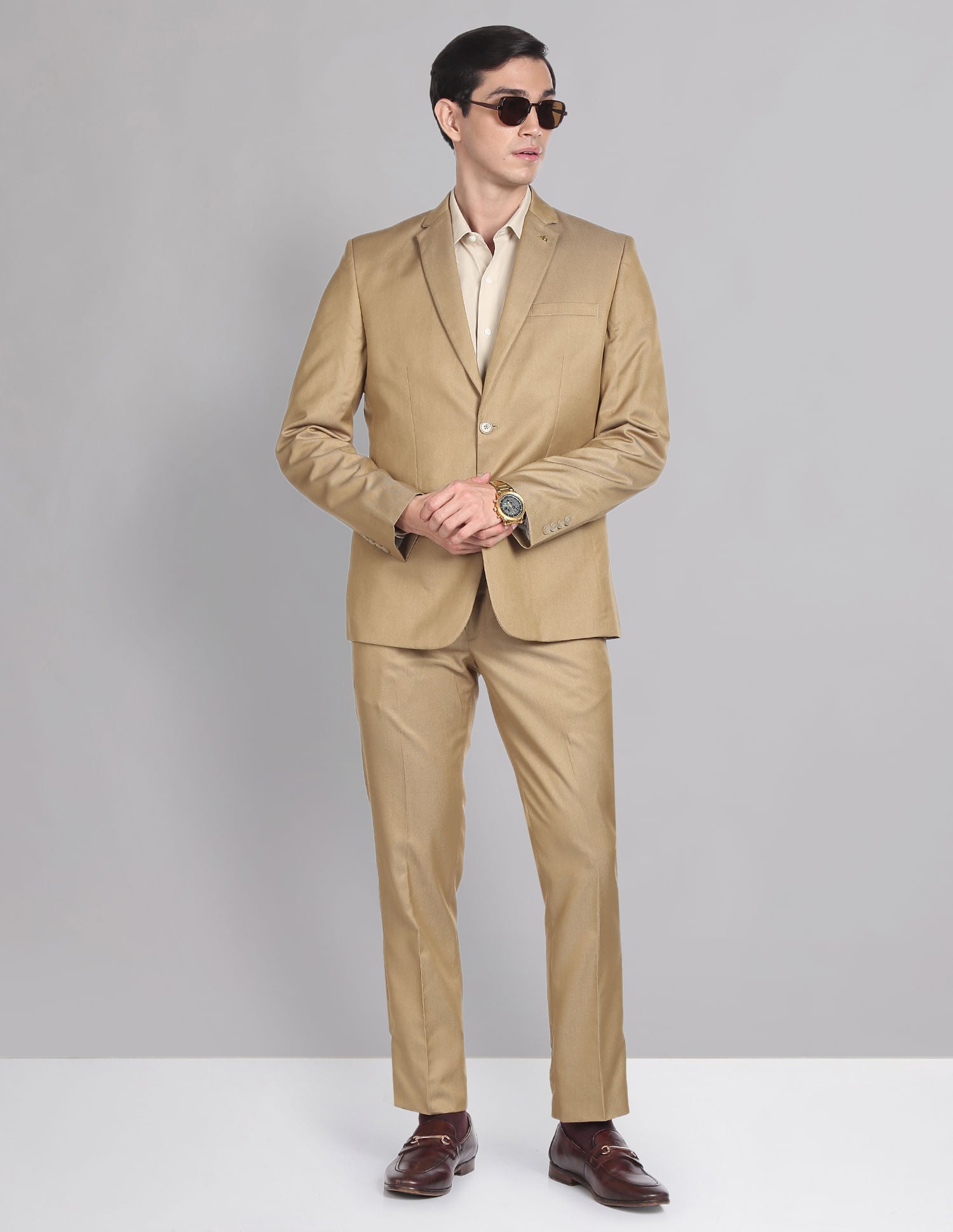 Office Capsule Tailored Regular Fit Solid Two Piece Suit