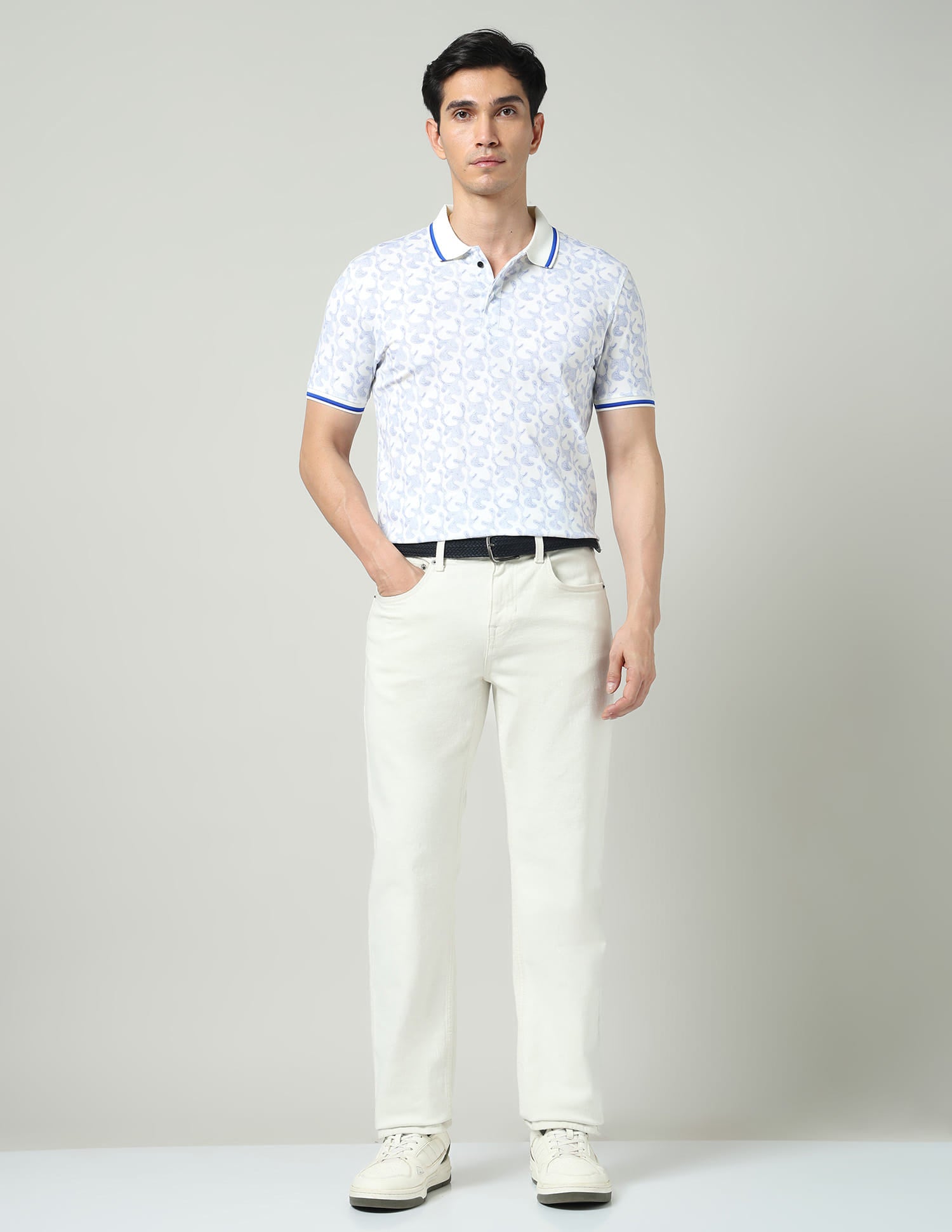 Vintage Cool Geometric Print Slim Fit Polo Shirt