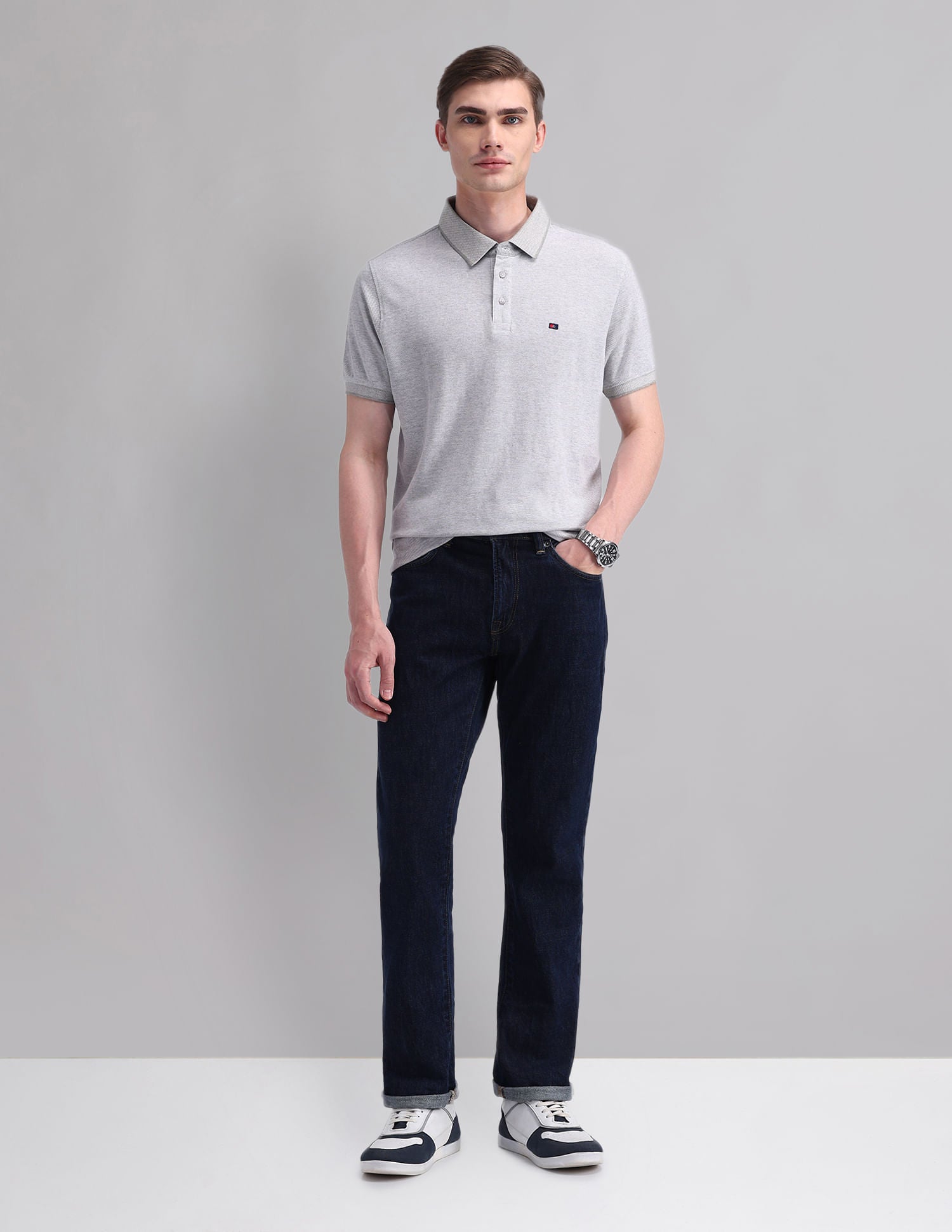 Style Essential Cotton Heathered Polo Shirt