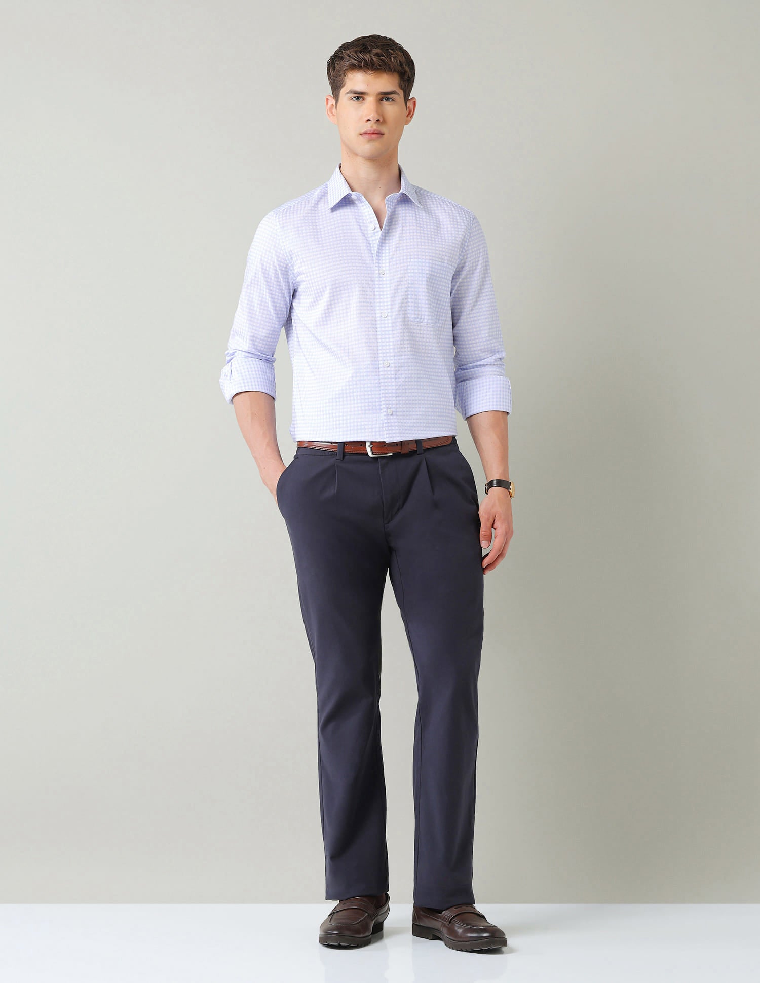 Vertical Striped Dobby Weave Regular Fit Shirt