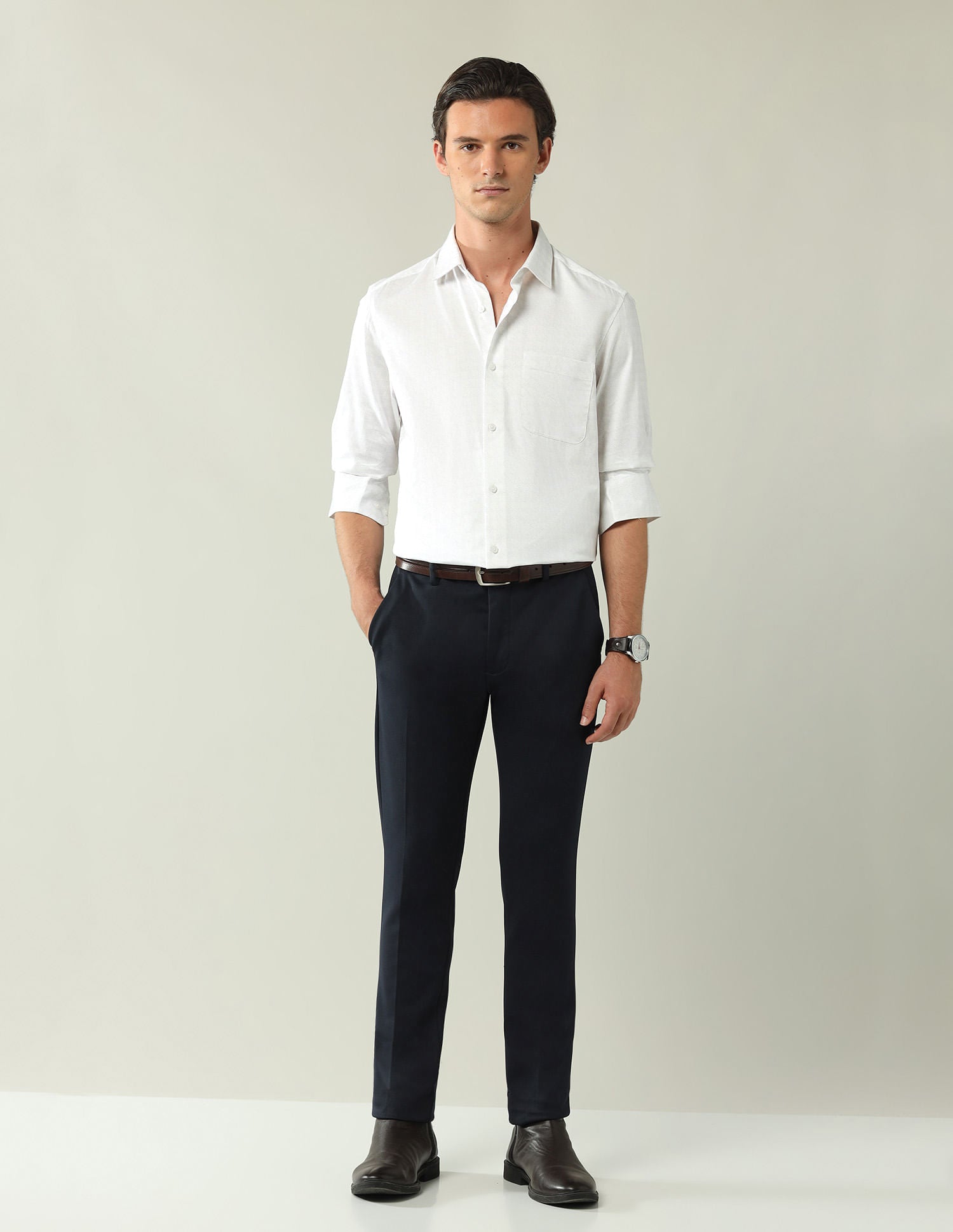 Wardrobe-Coded Regular Fit Vertical Striped Shirt