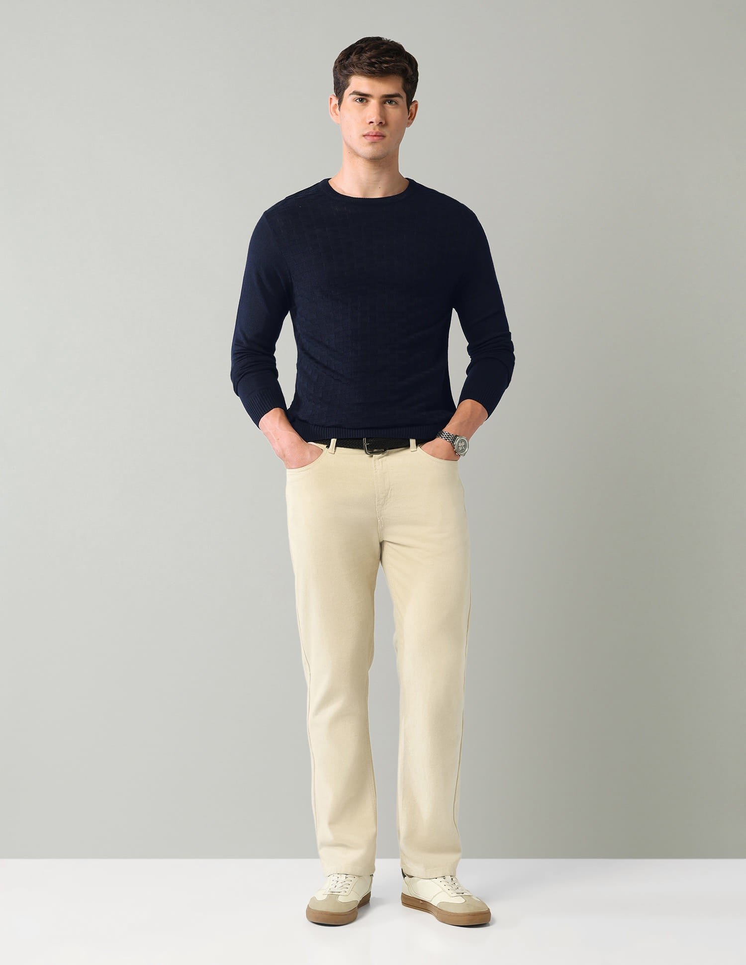 Patterned Knit Mens Sweater