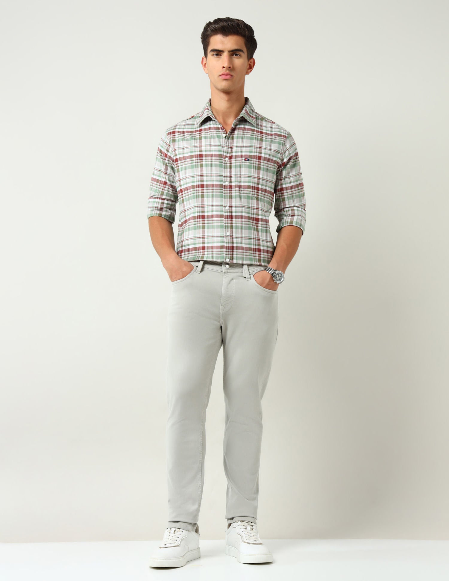 City Chronicles Modern Slim Fit Tartan Checked Shirt