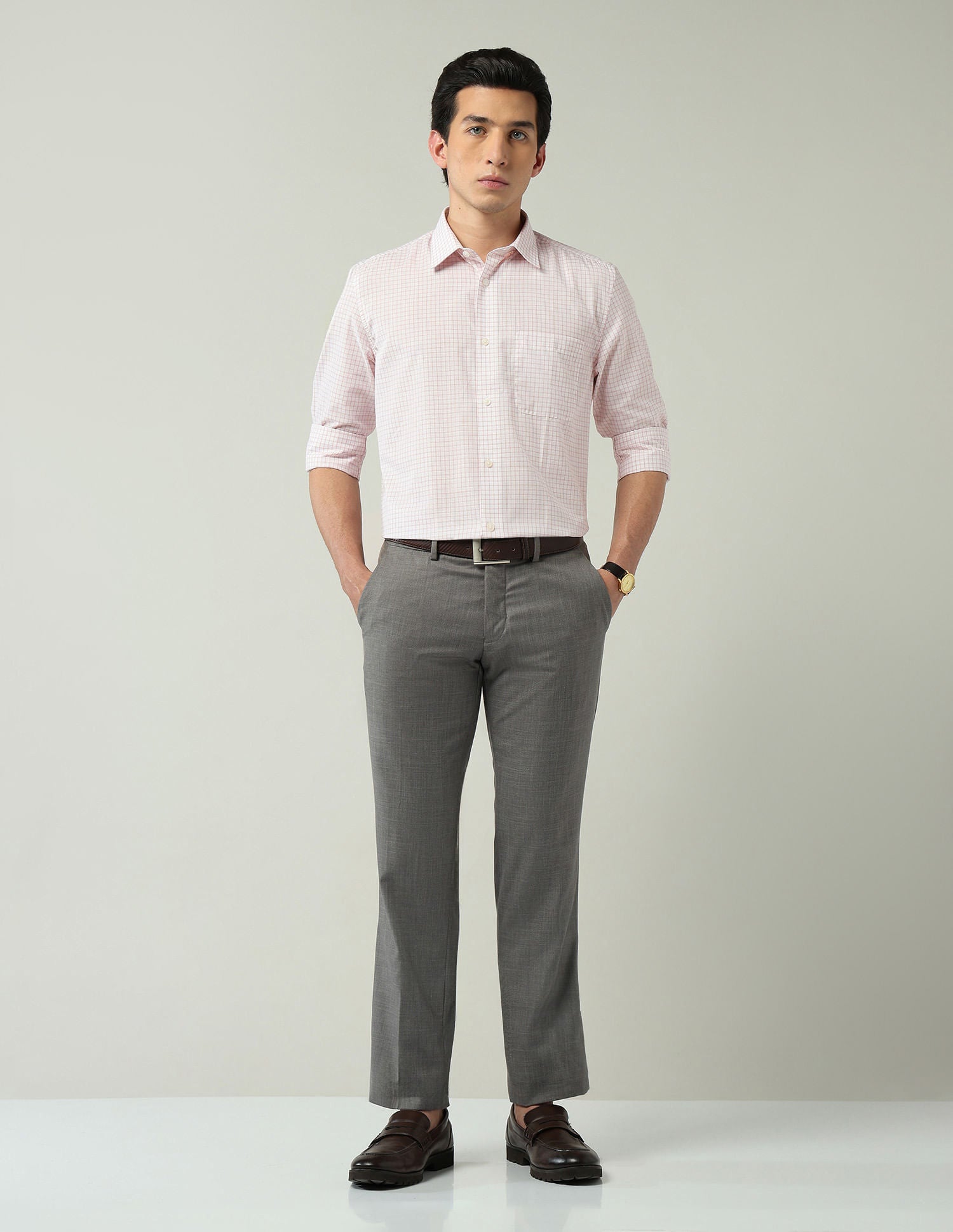 Old-School Regular Fit Grid Tattersall Checked Shirt
