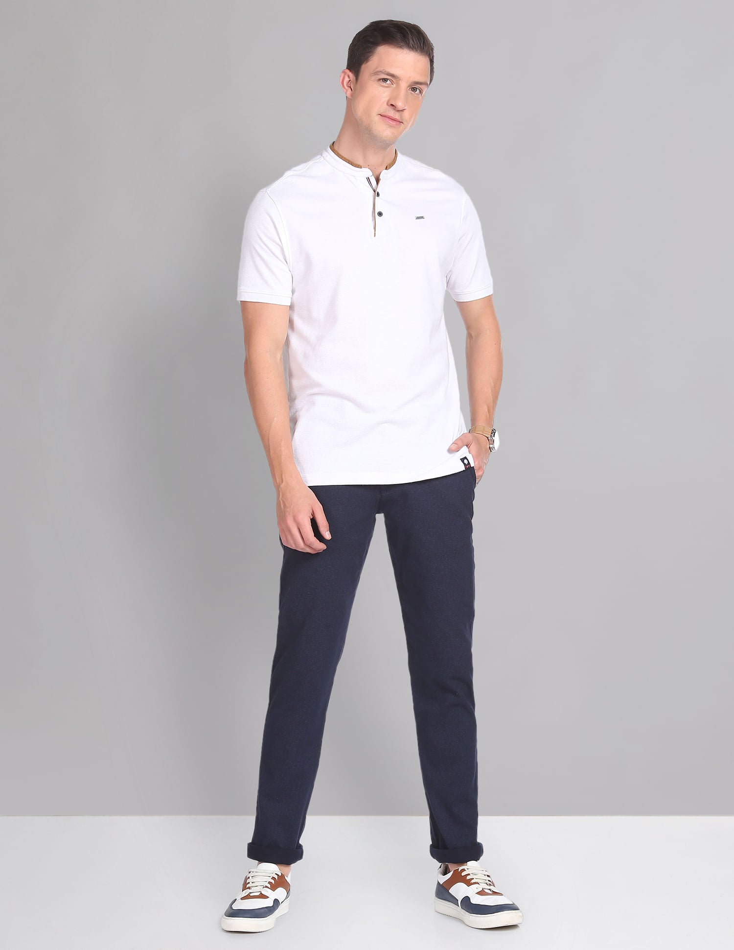 City Style Modern Slim Fit Heathered Chinos