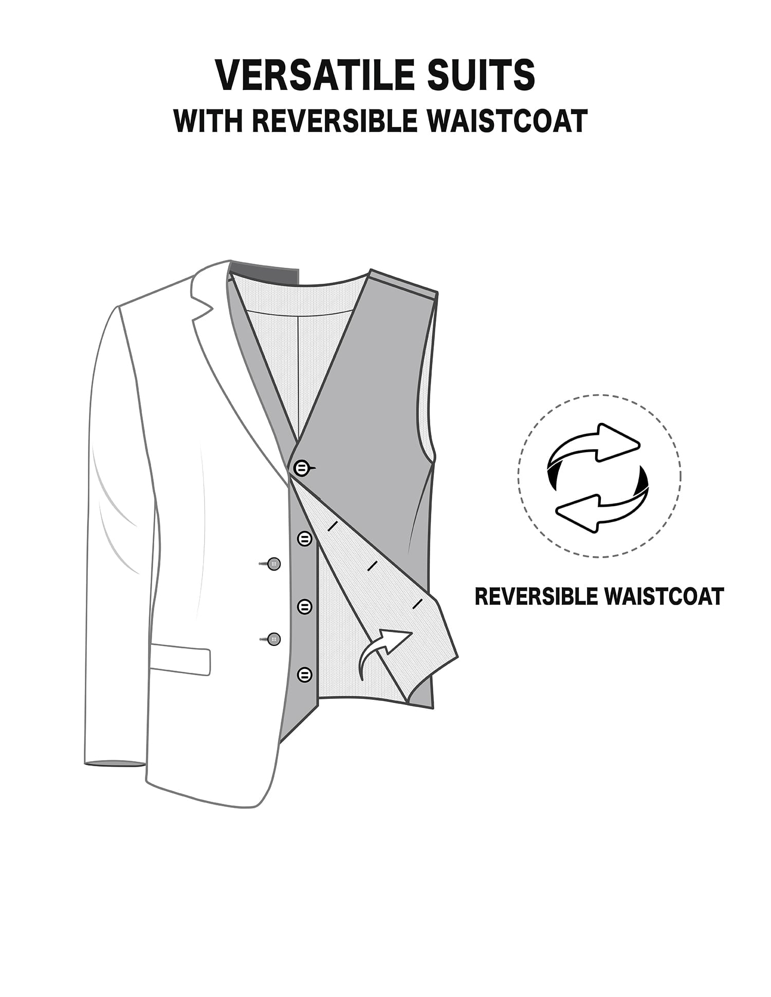 Elite & Stylish Reversible Waistcoat Three Piece Suit