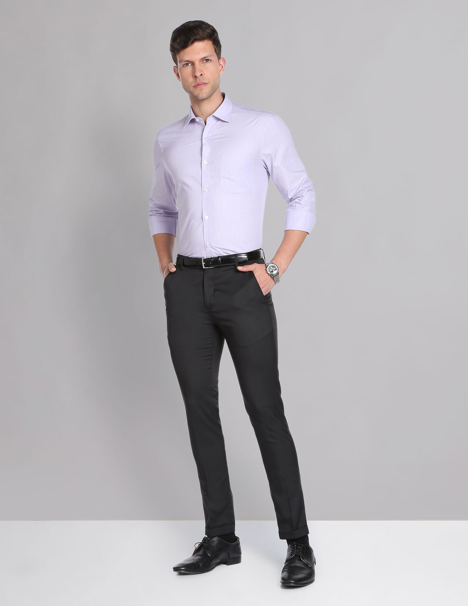 Power Heritage Solid Cotton Formal Shirt with Cutaway Collar