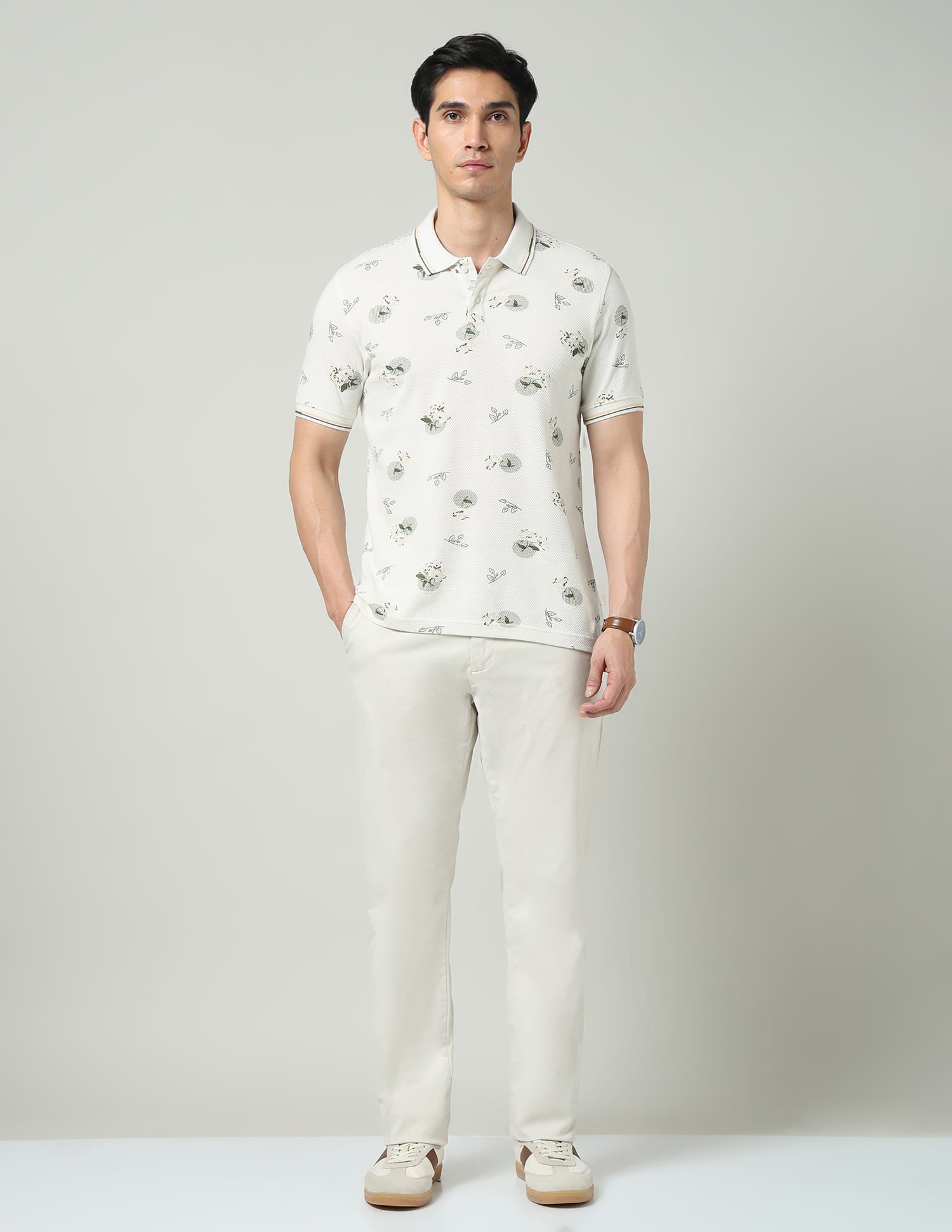 Vogue Fit Floral Printed Slim Fit Polo Shirt