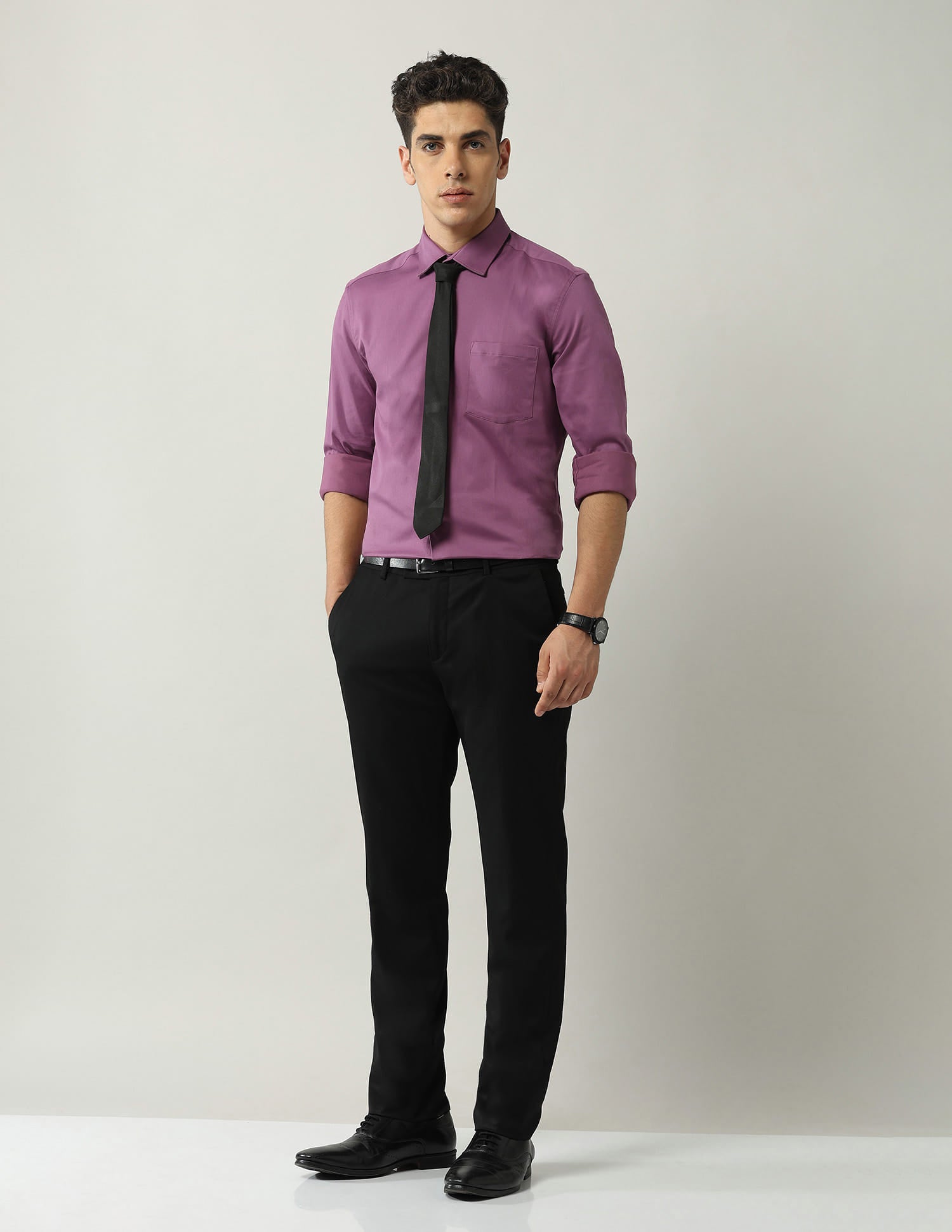Slim Fit Satin Solid Shirt