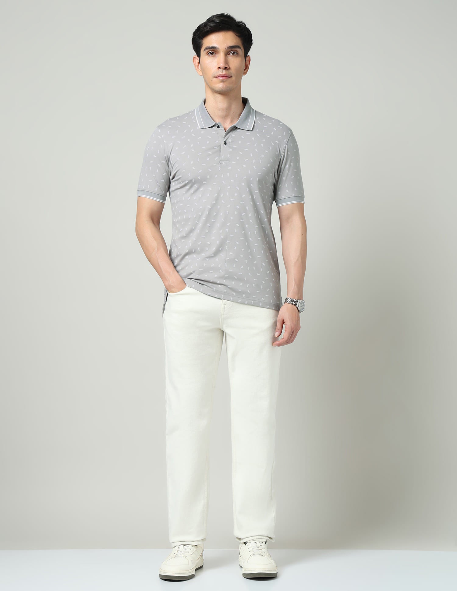 Vintage Cool Geometric Print Slim Fit Polo Shirt