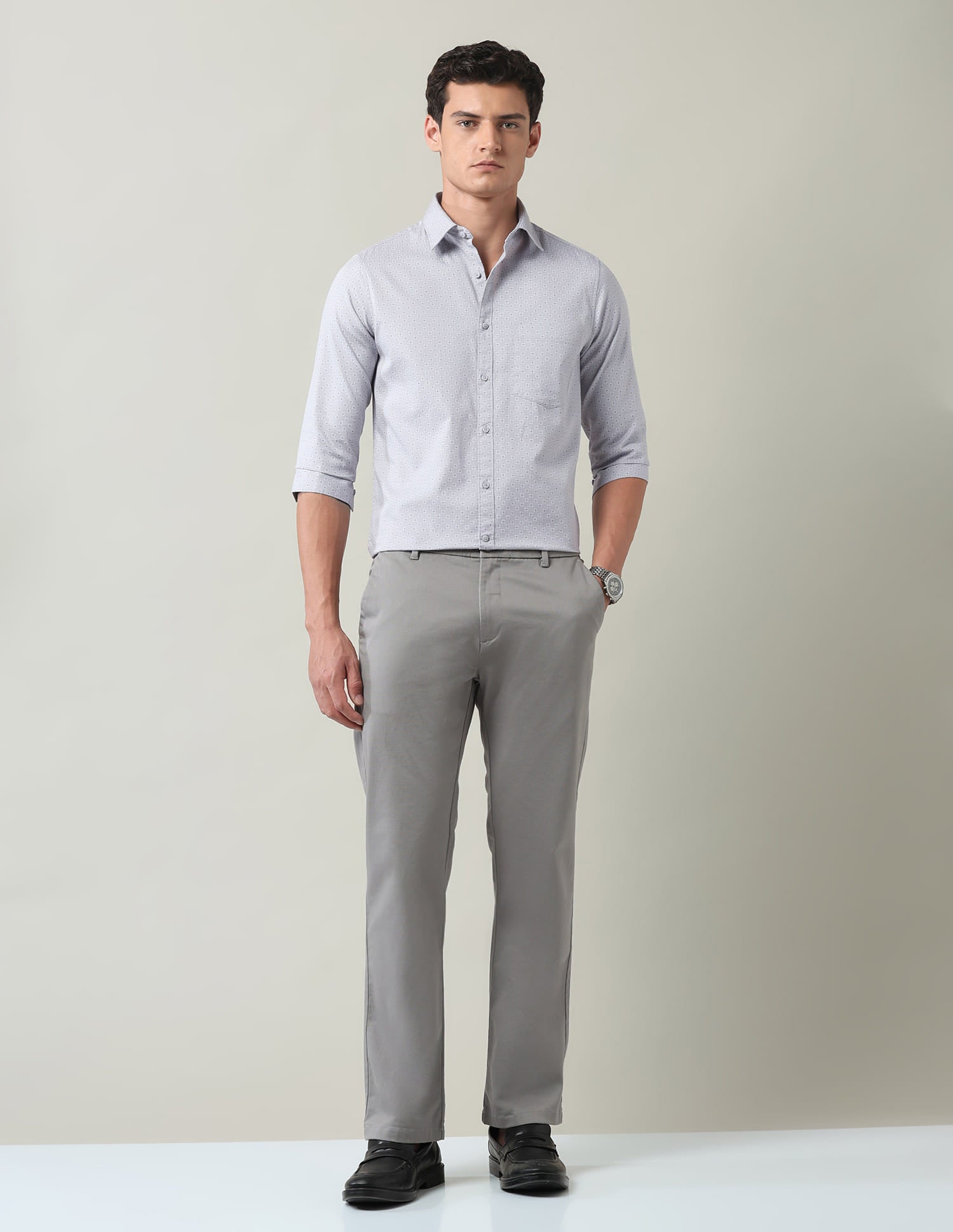 Everyday Luxe Floral Printed Slim Fit Twill Shirt