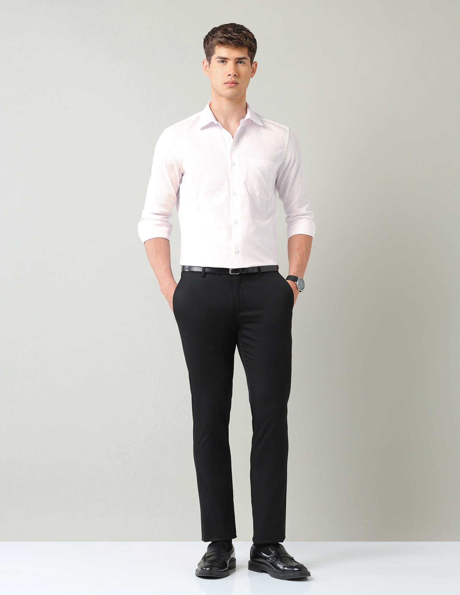 Vertical Striped Dobby Weave Regular Fit Shirt
