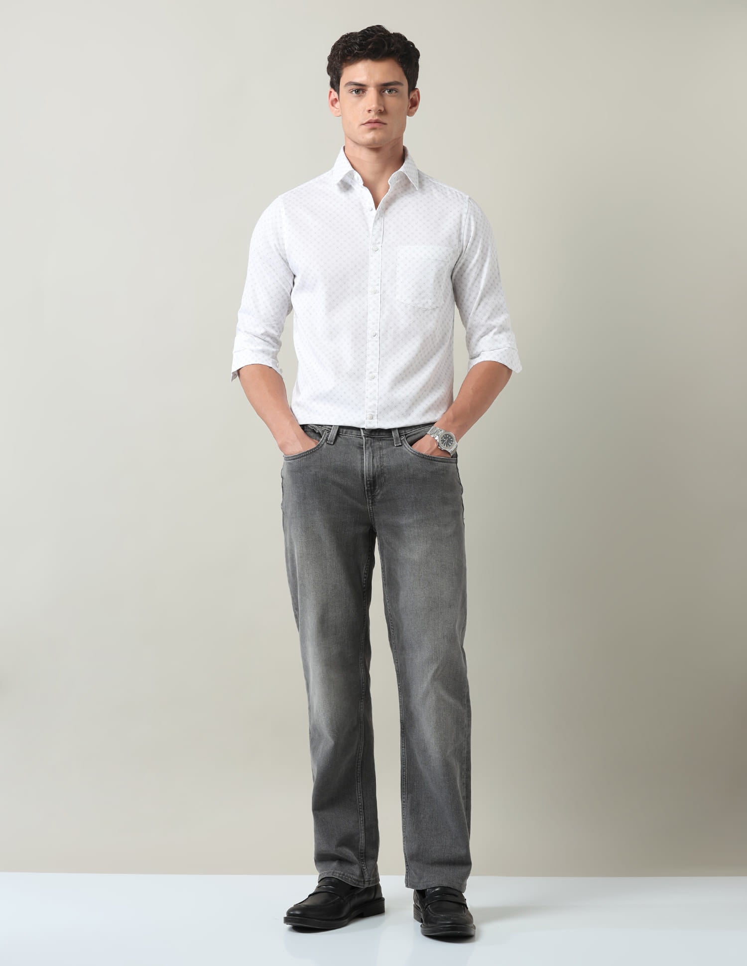Everyday Luxe Floral Printed Slim Fit Twill Shirt