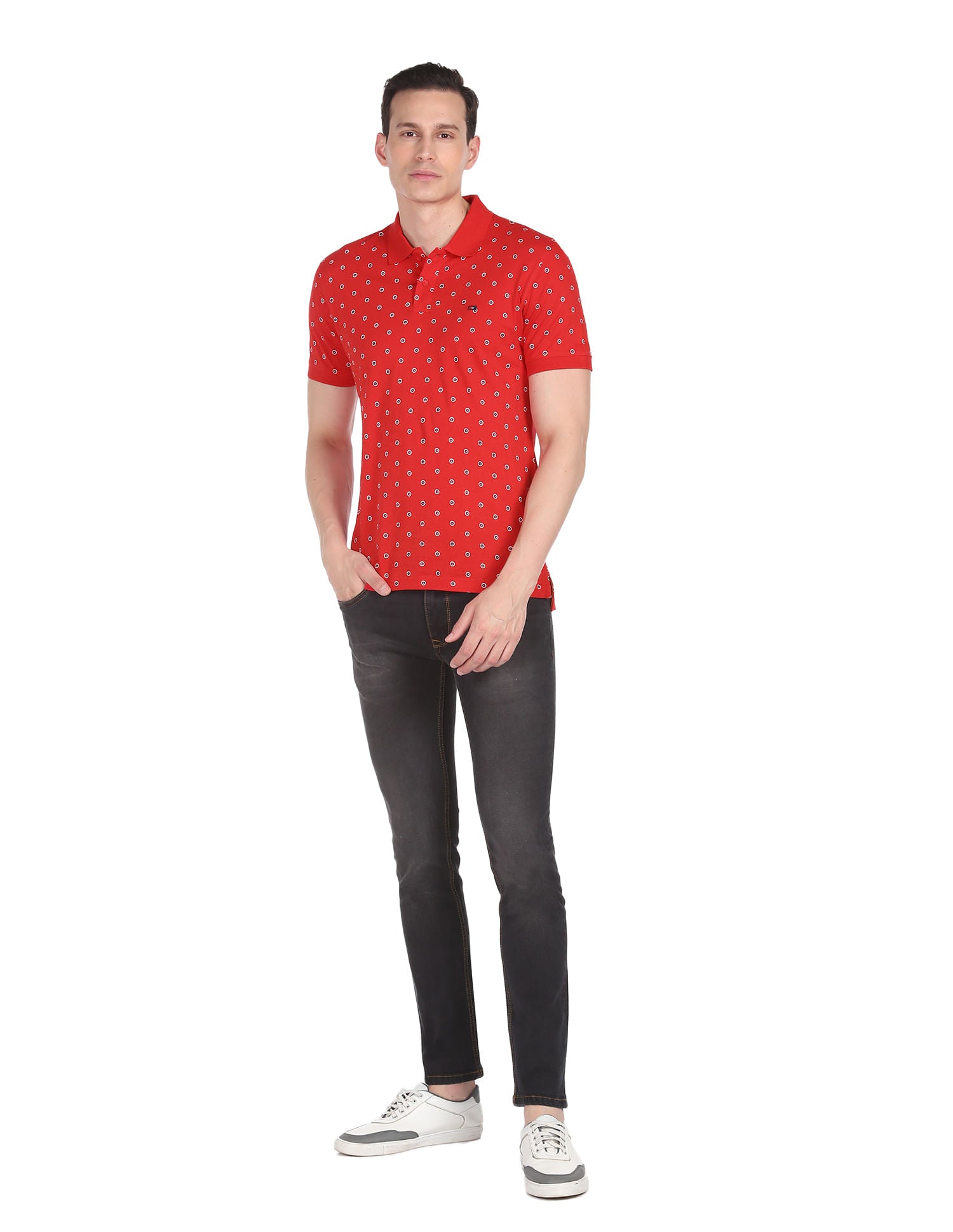 Daily Style Cotton Geometrical Print Polo Shirt