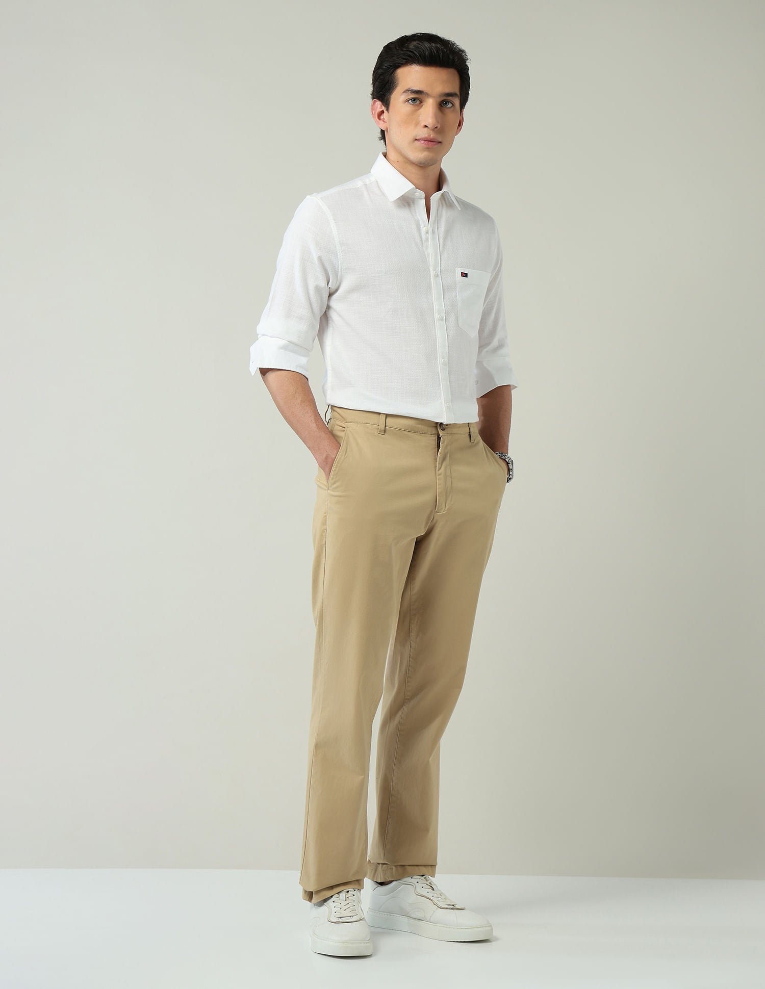 Corporate Ready Modern Slim Fit Self-Design Shirt