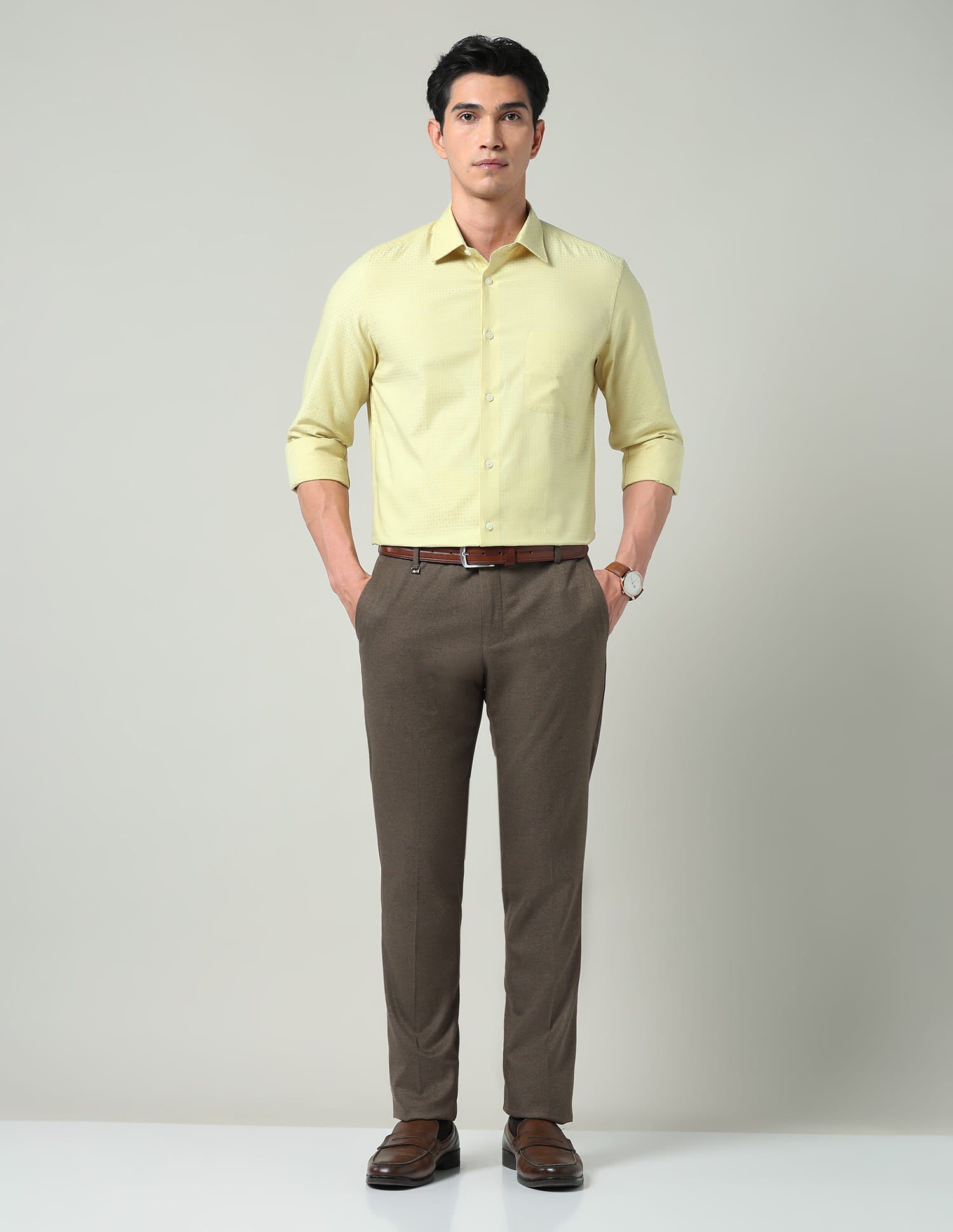 Solid Twill Regular Fit Trousers
