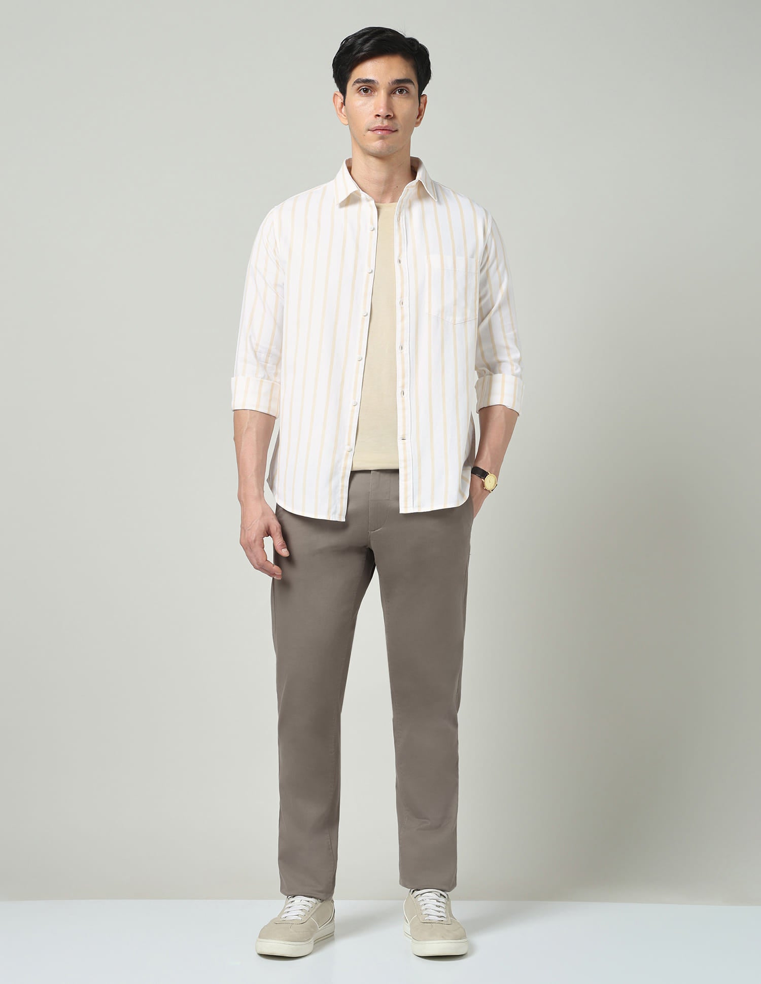 Feather-Light Vertical Striped Comfort Shirt