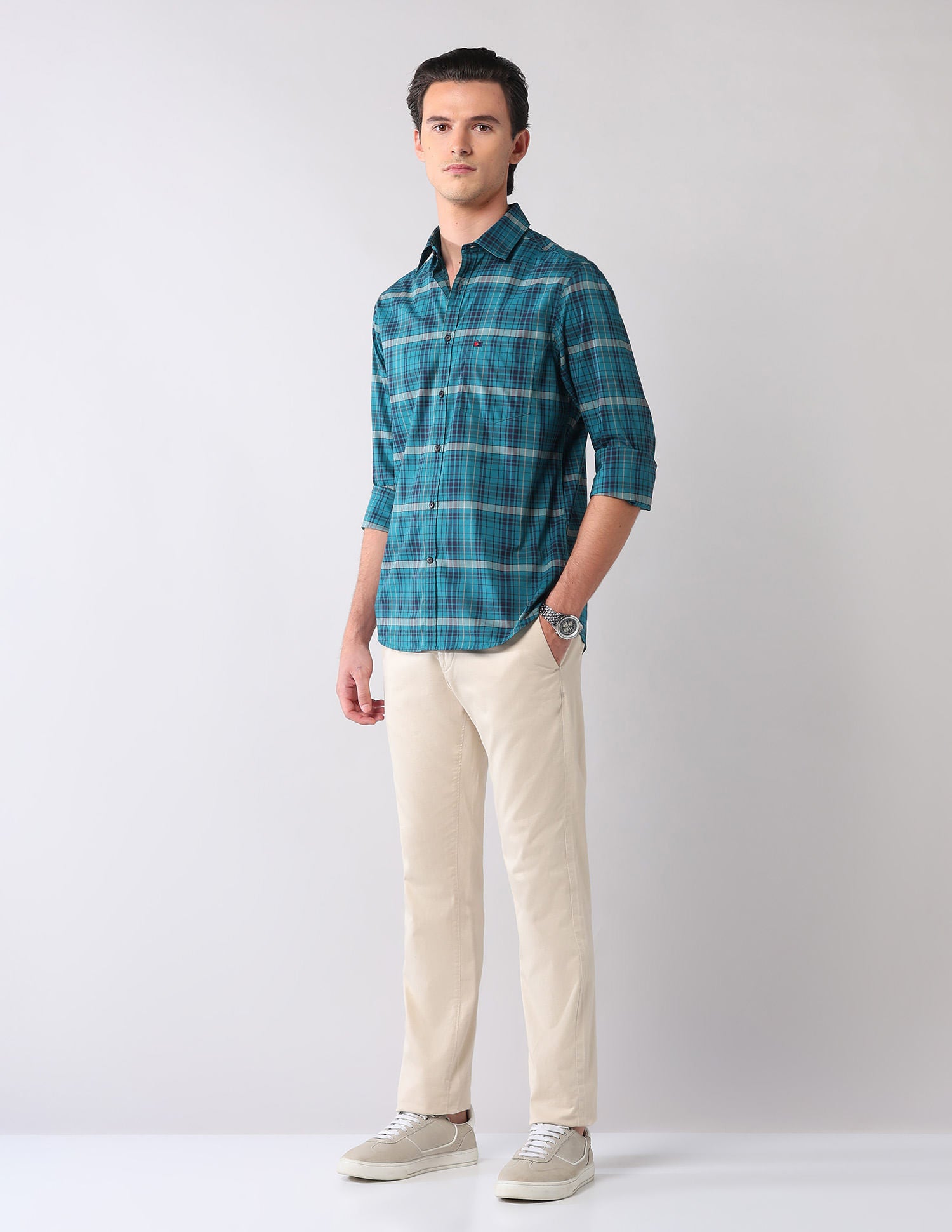 City Chronicles Modern Slim Fit Tartan Checked Shirt