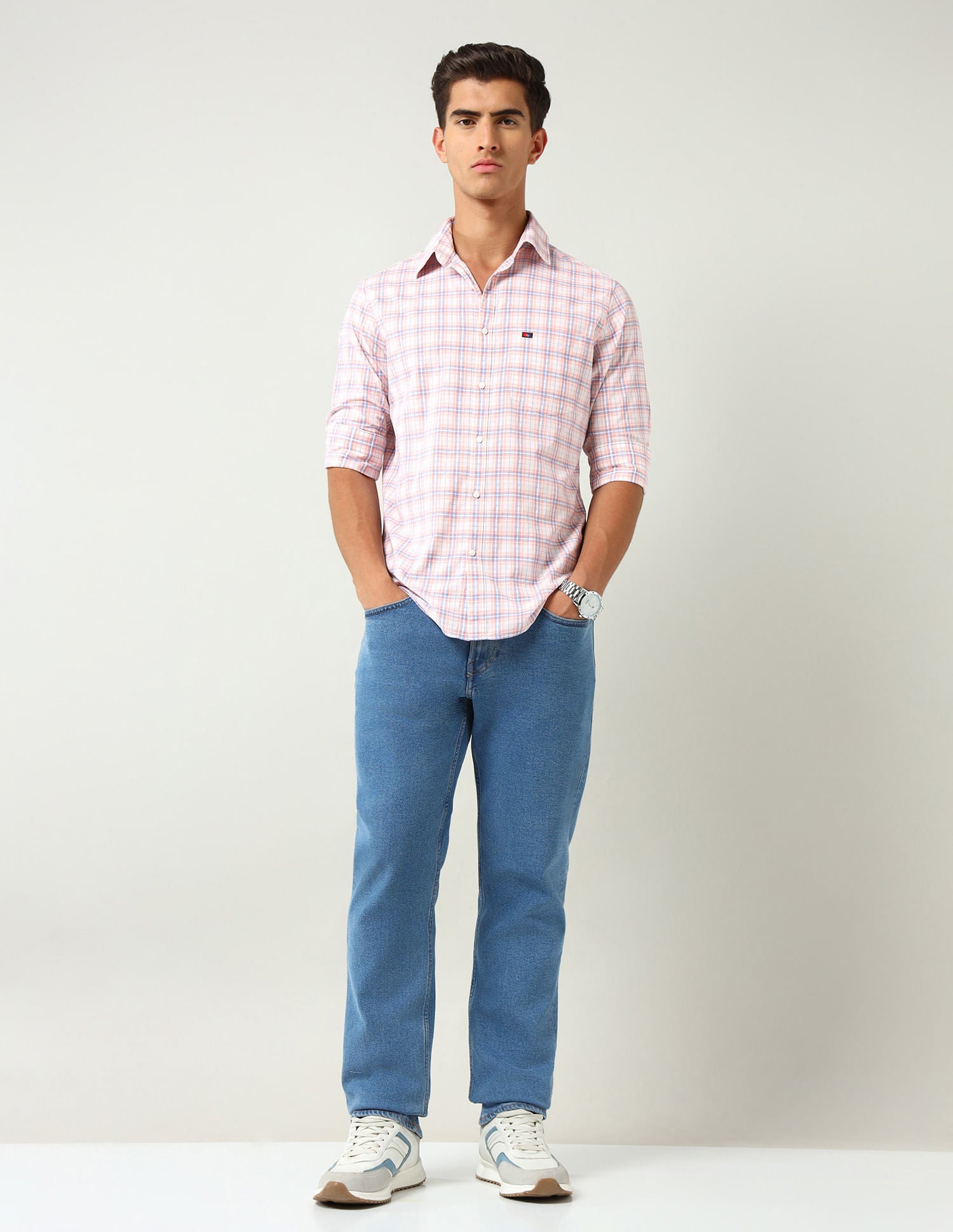 City Chronicles Modern Slim Fit Tartan Checked Shirt