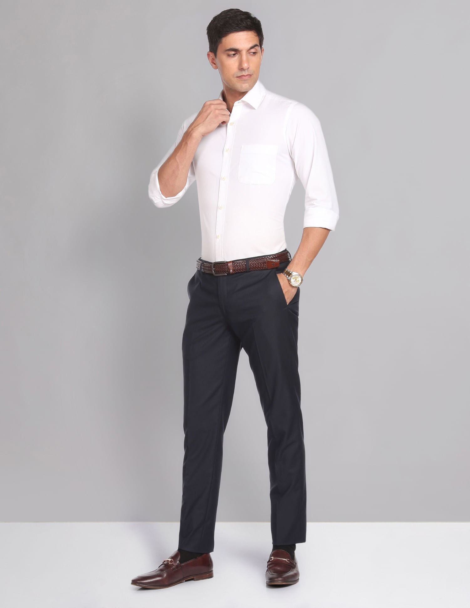 Smart Waist Solid Formal Trousers