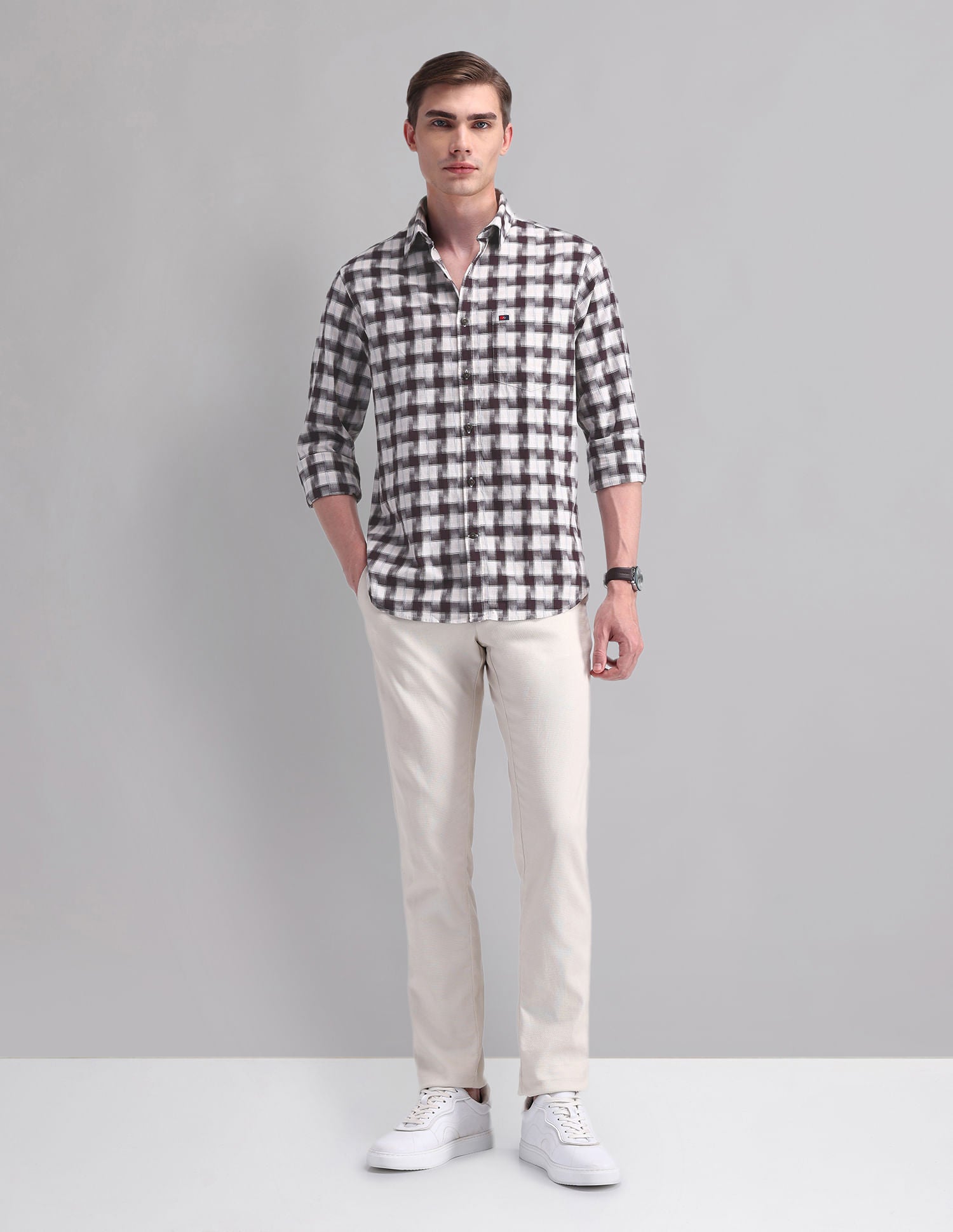 Corporate Sharp Modern Slim Fit Checked Shirt