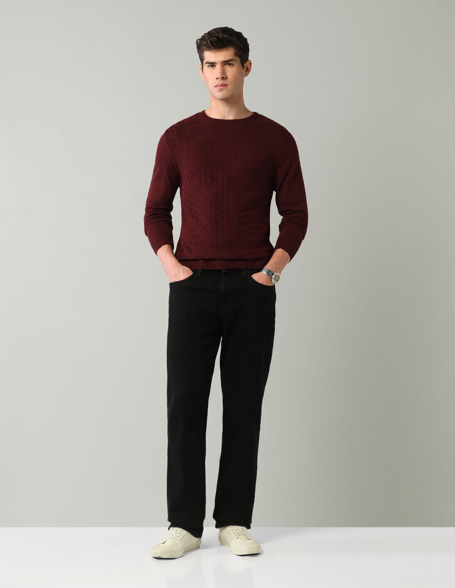 Patterned Knit Mens Sweater