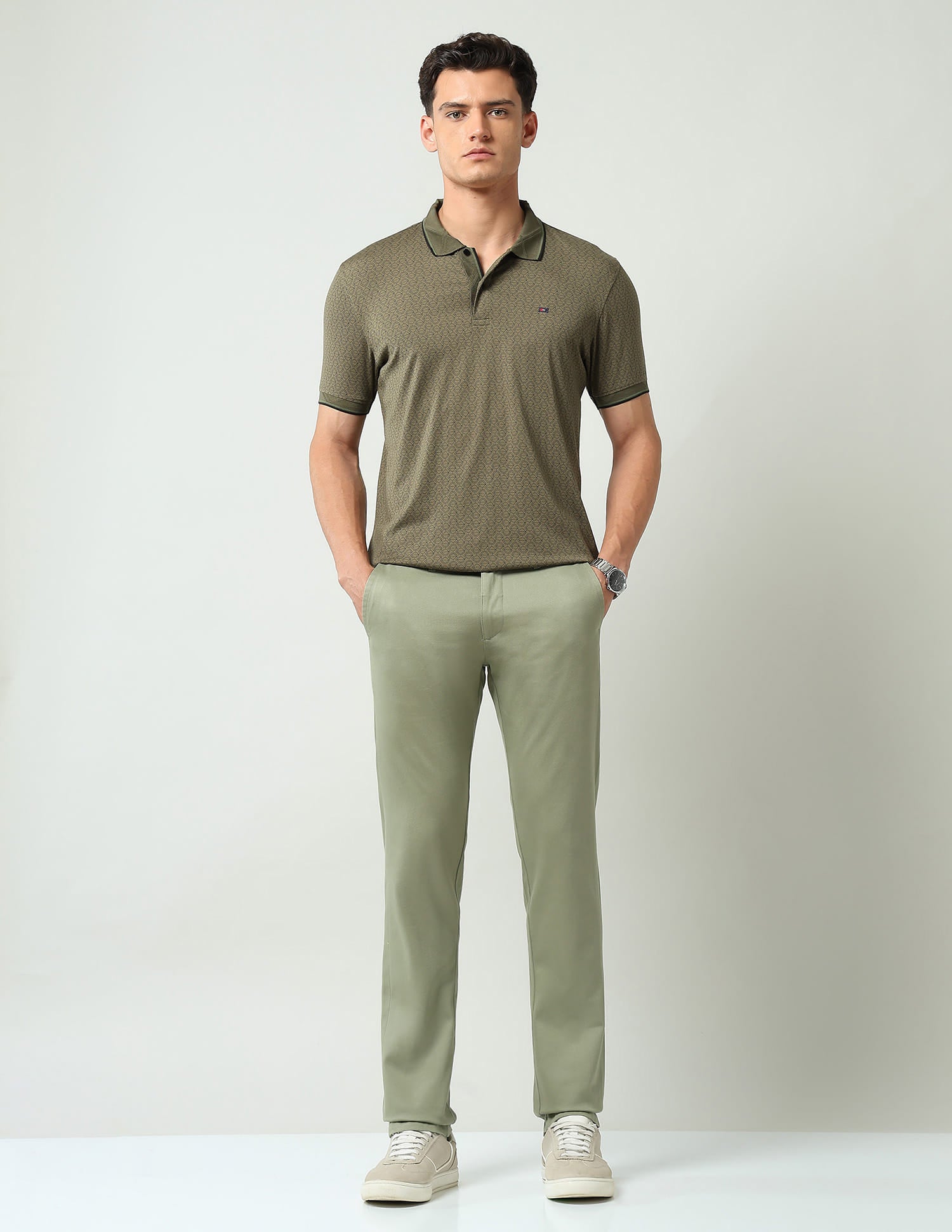 Geometric Printed Slim Fit Polo Shirt