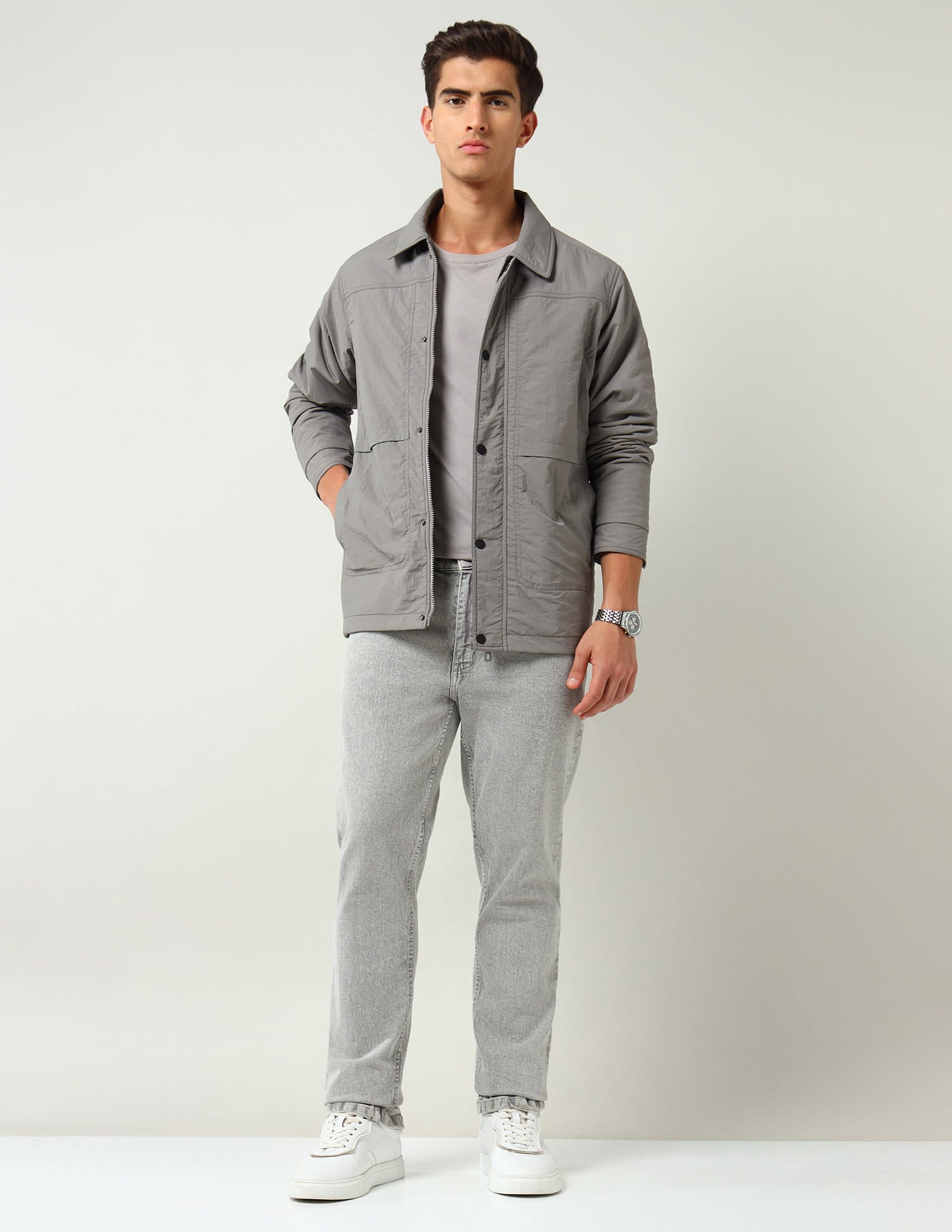 Modern Slim Fit Solid Casual Jacket