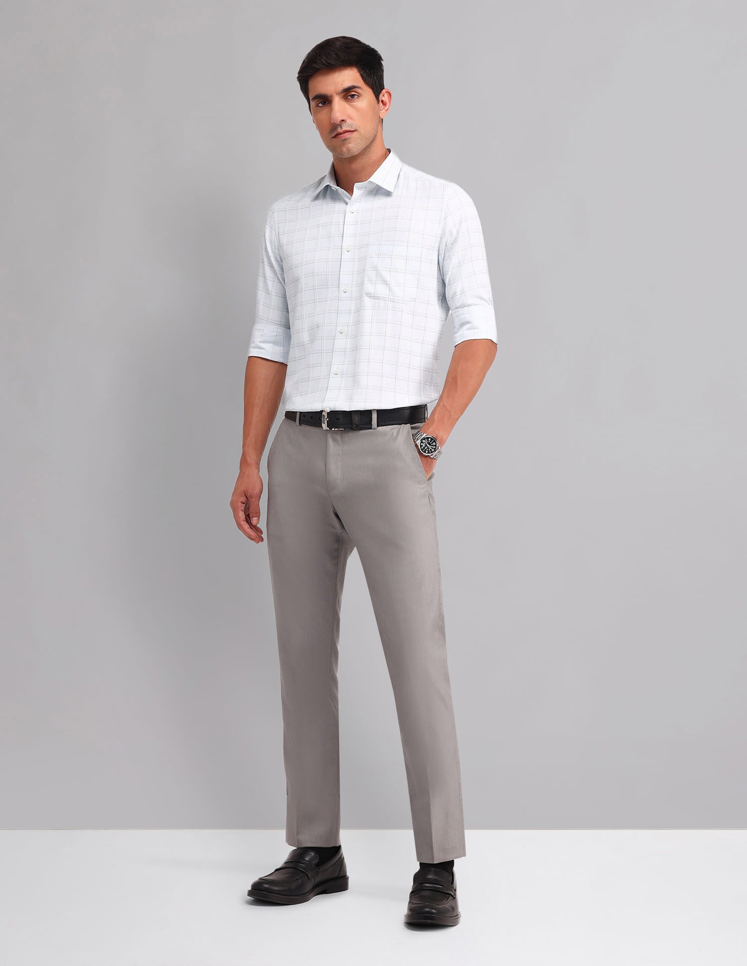 Sleek & Modern Regular Fit Checked Twill Shirt