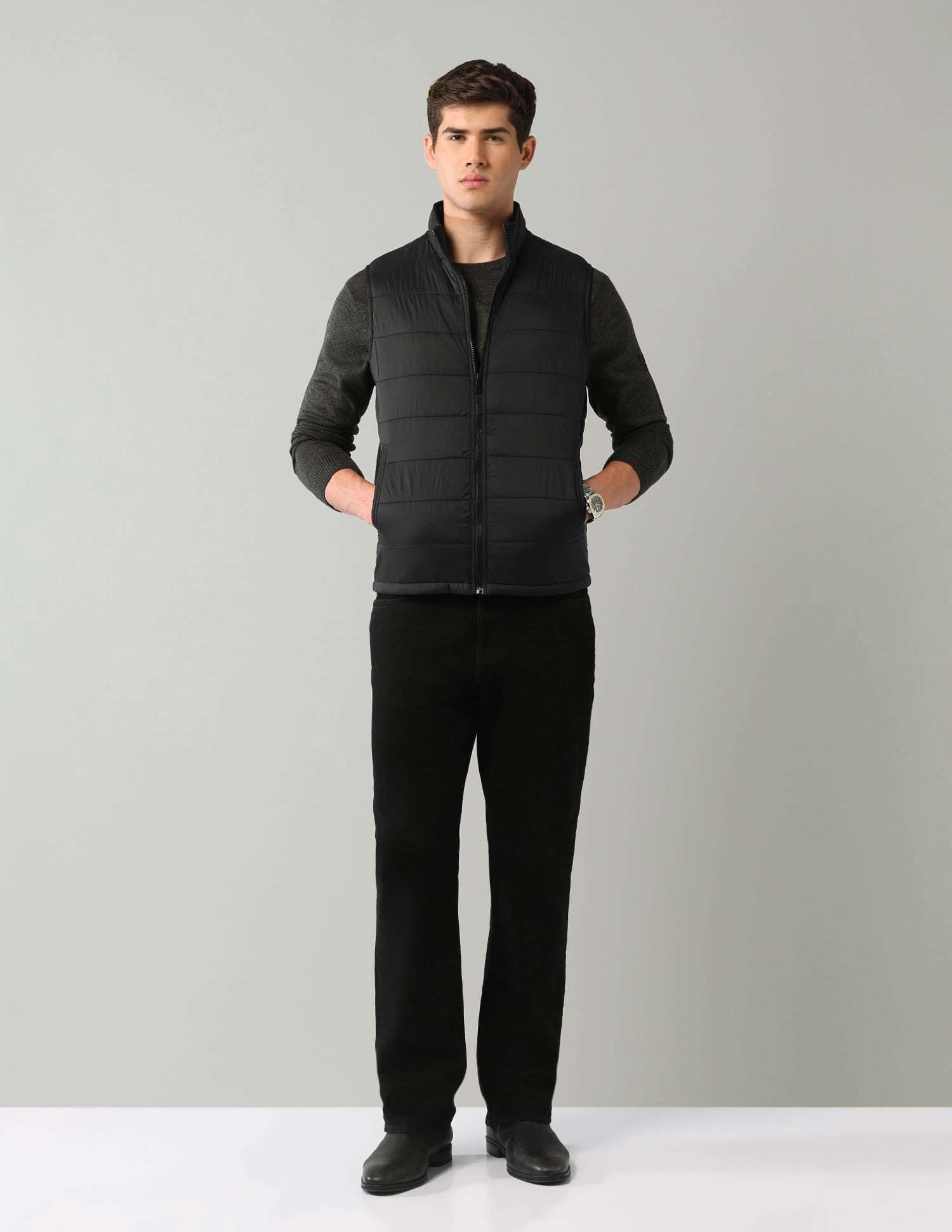 Solid Regular Fit Puffer Jacket