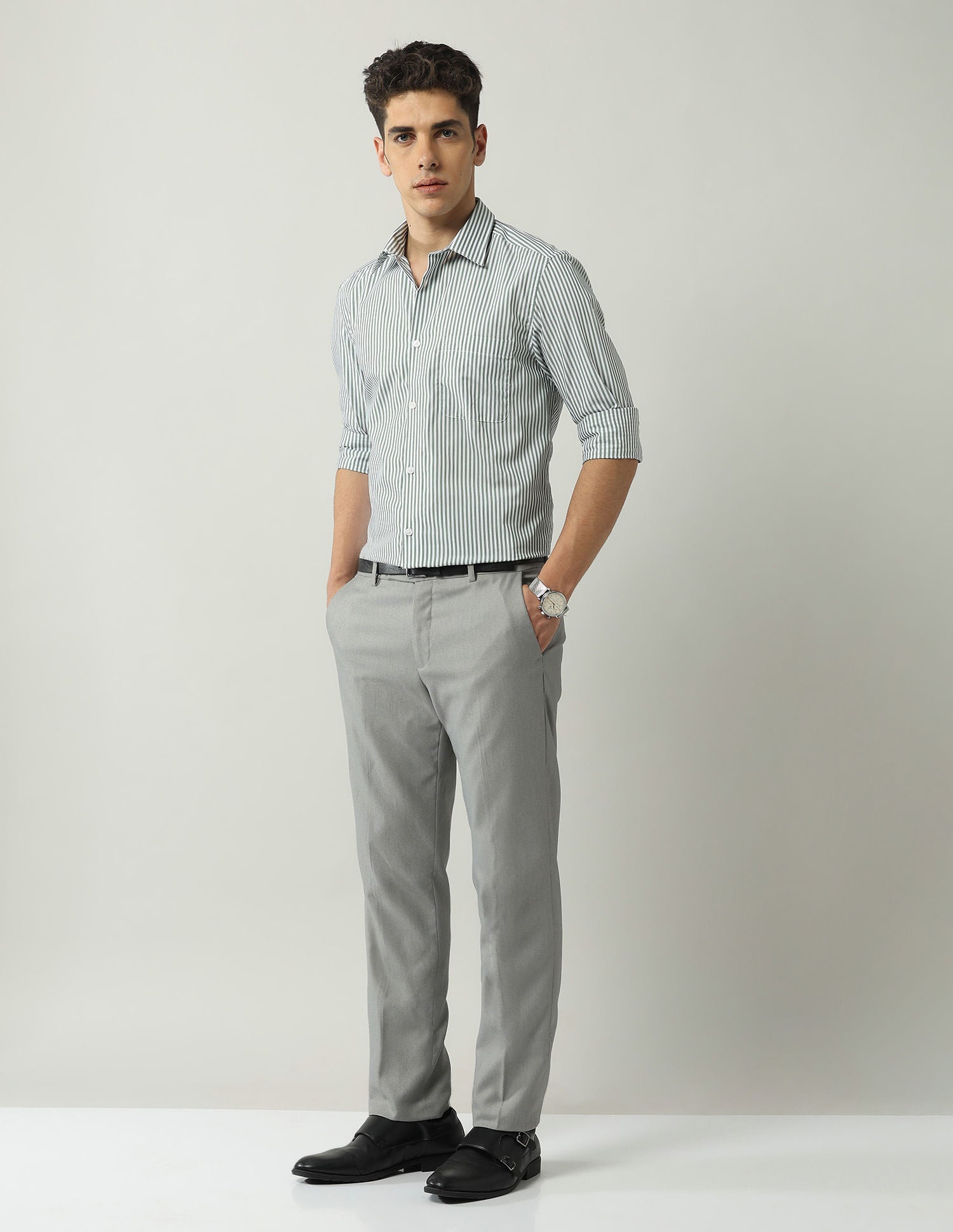 Wardrobe-Coded Regular Fit Vertical Striped Shirt