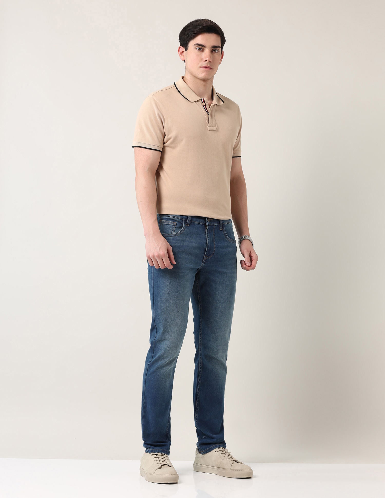 Easy-on slim Fit Mid Rise Jeans