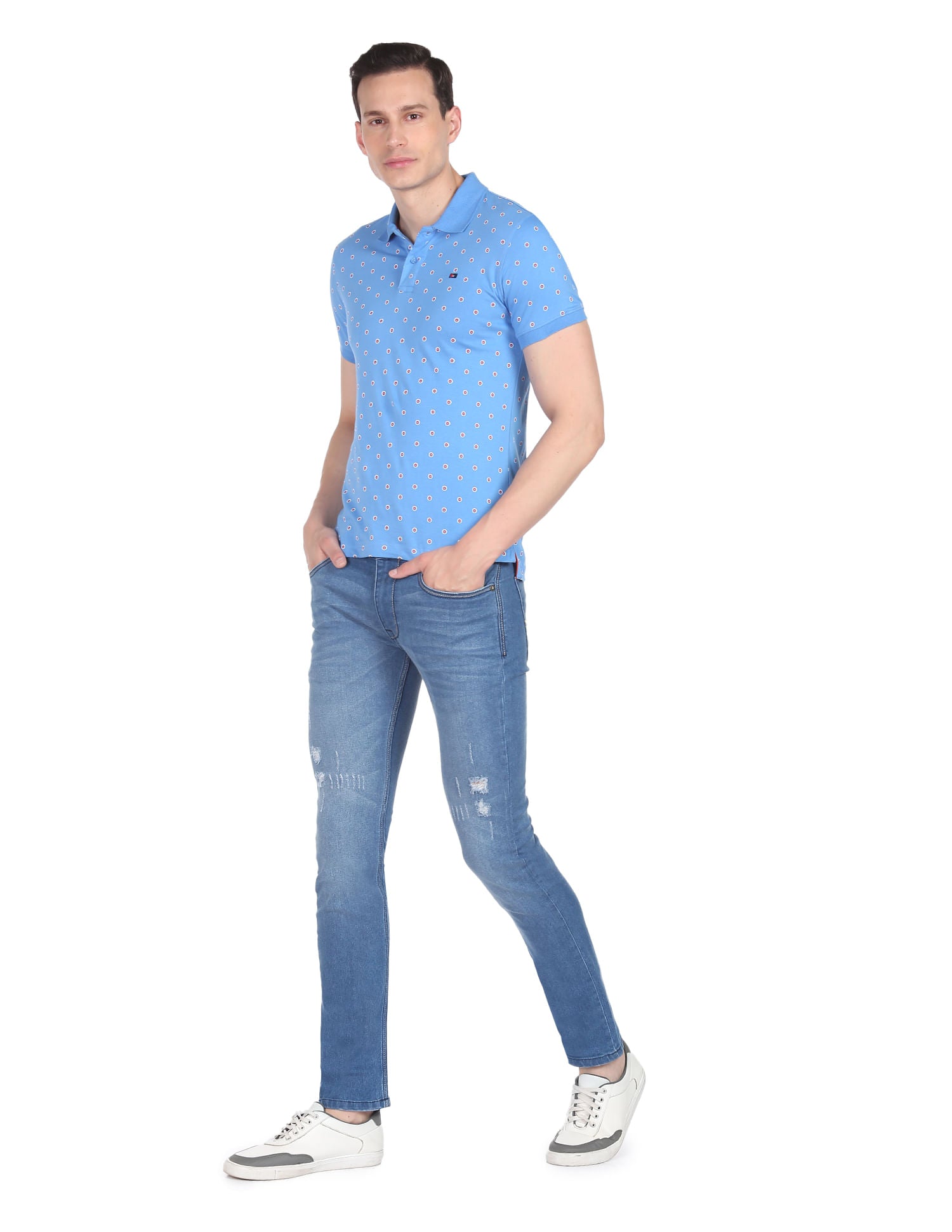 Daily Style Cotton Geometrical Print Polo Shirt