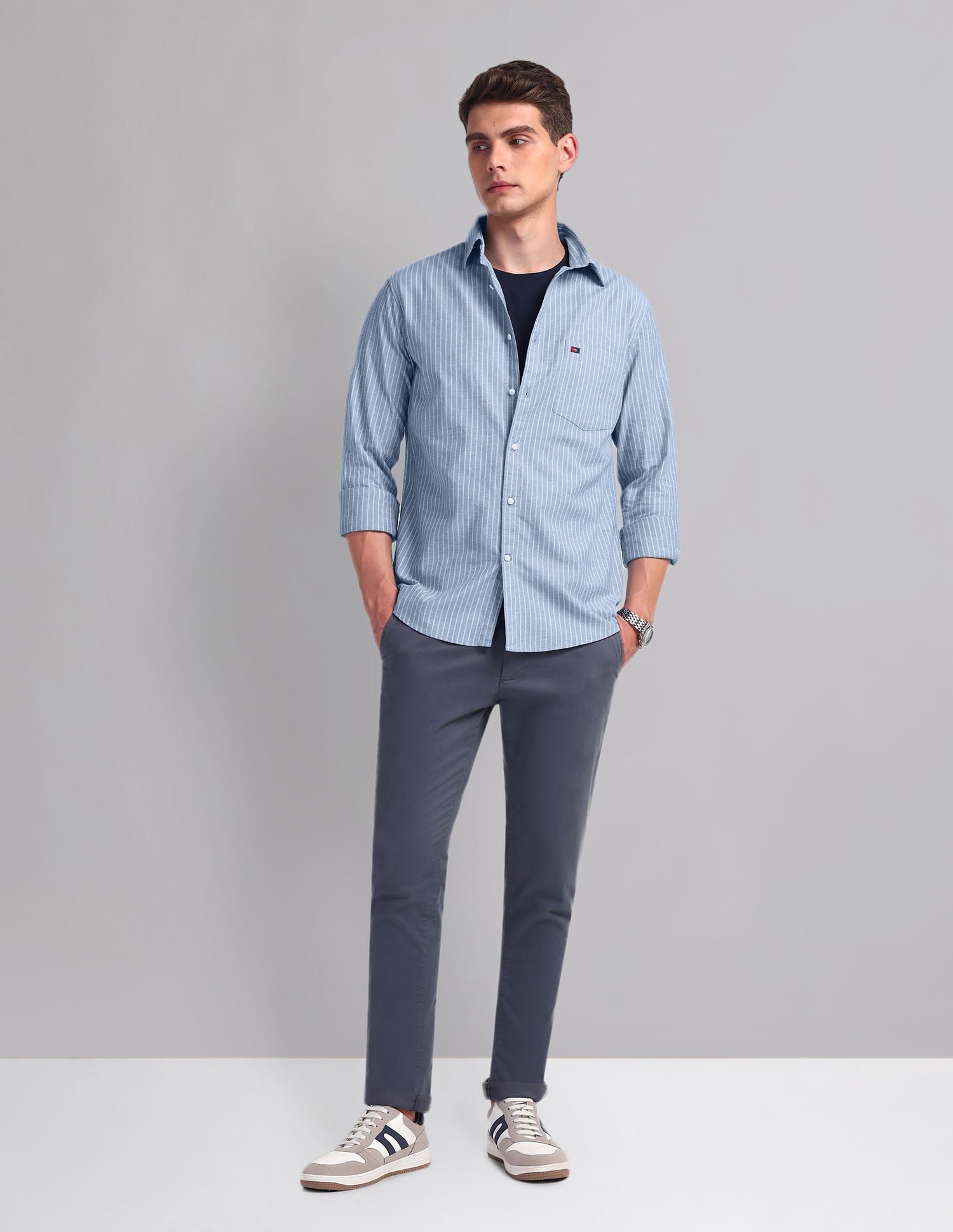 Vertical Stripe Cotton Shirt