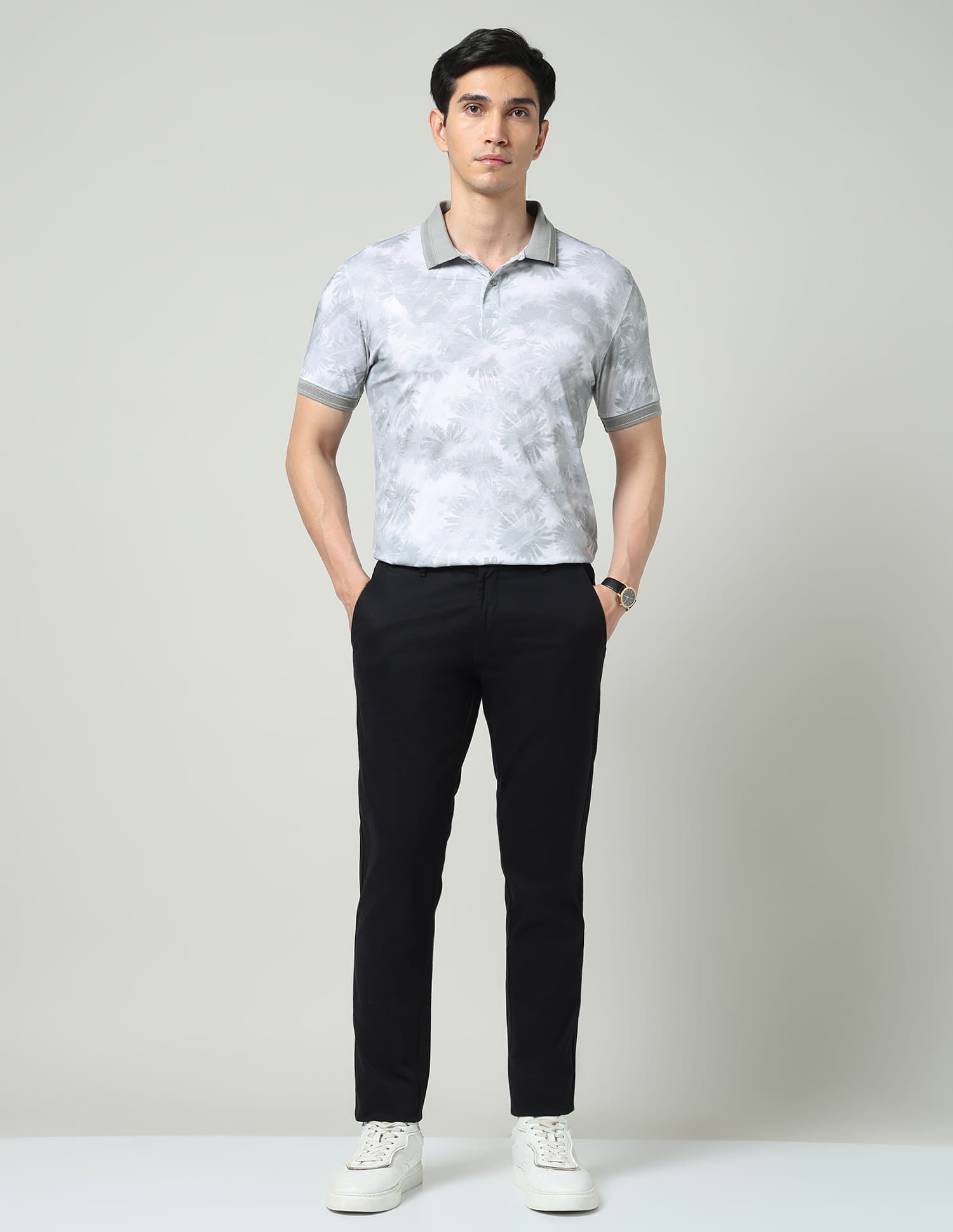 Vogue Fit Floral Printed Slim Fit Polo Shirt