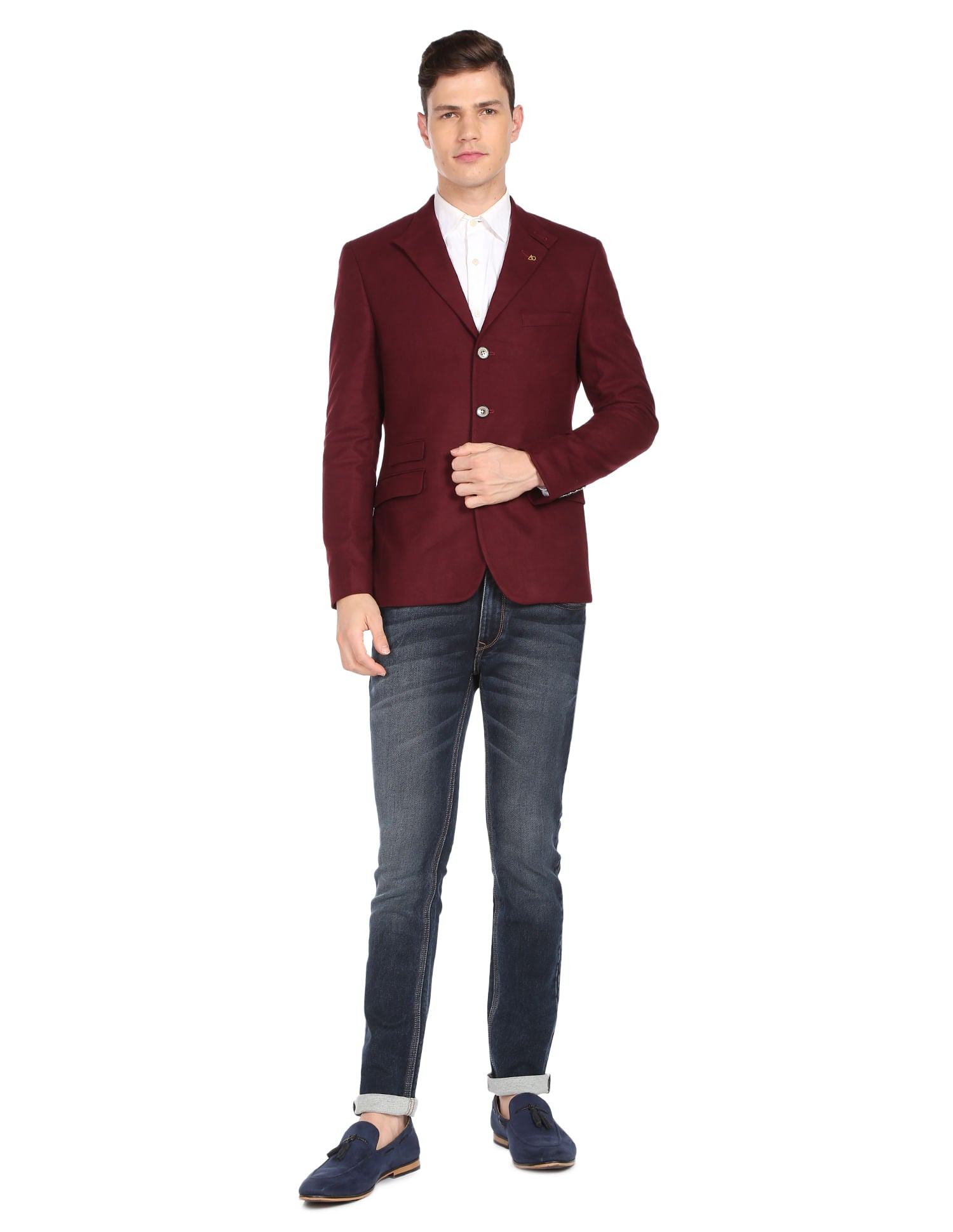 Modern Luxe Solid Twill Convertible Collar Blazer