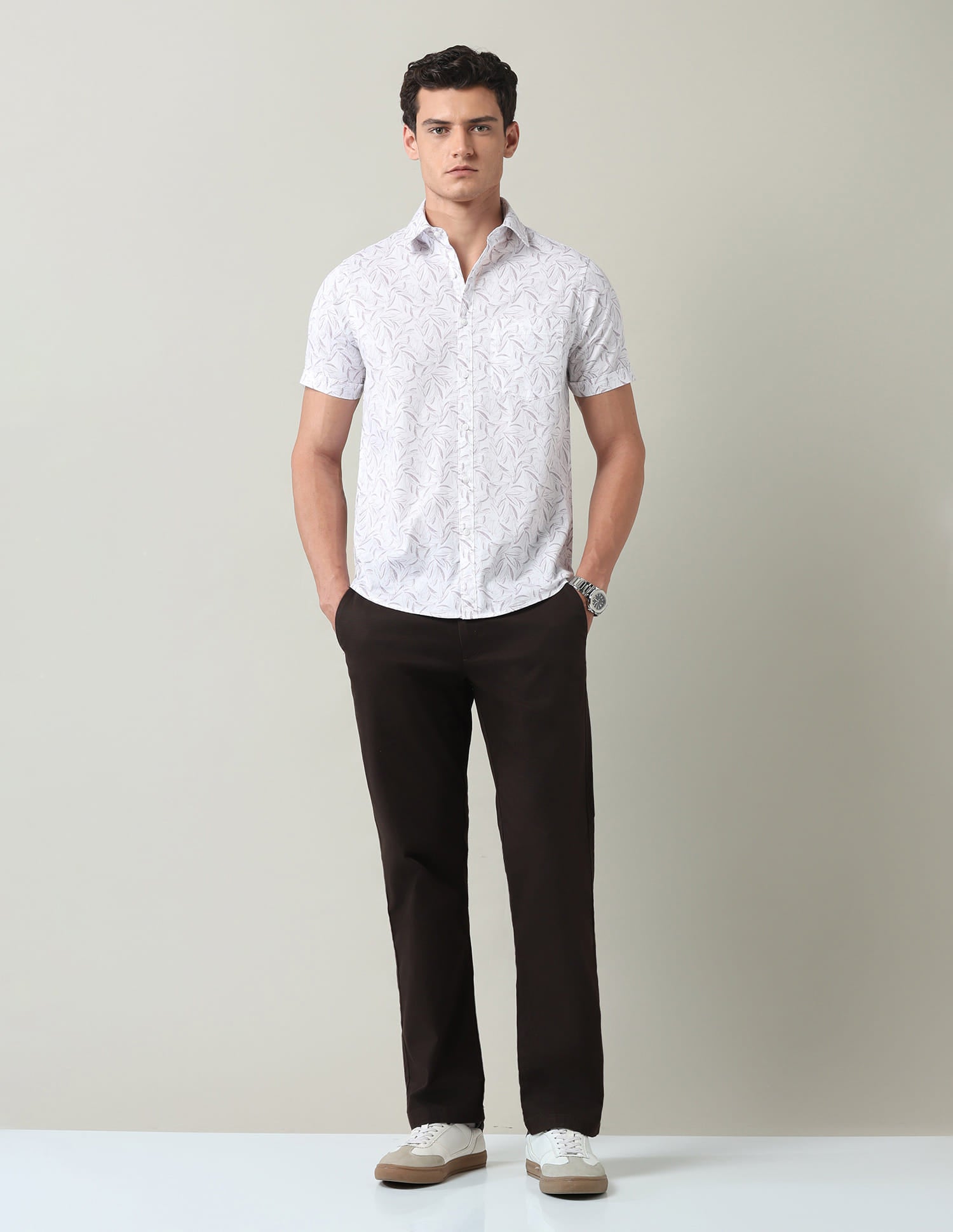 Everyday Luxe Floral Printed Slim Fit Twill Shirt