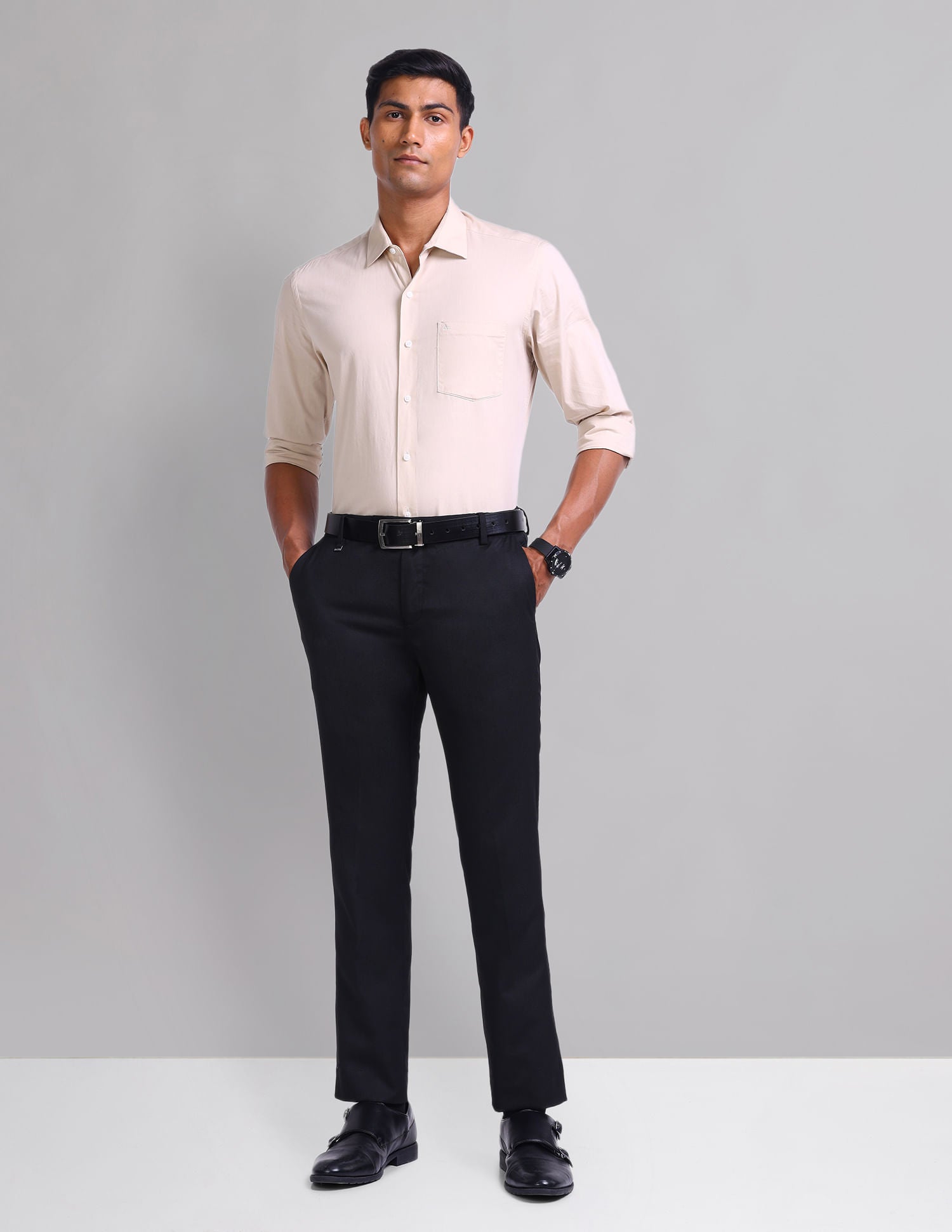 Polished Look Smart Flex Textured Trousers
