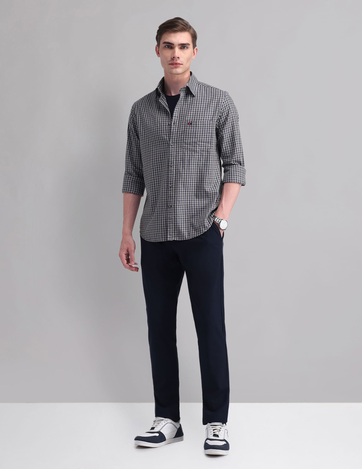 Corporate Sharp Modern Slim Fit Checked Shirt