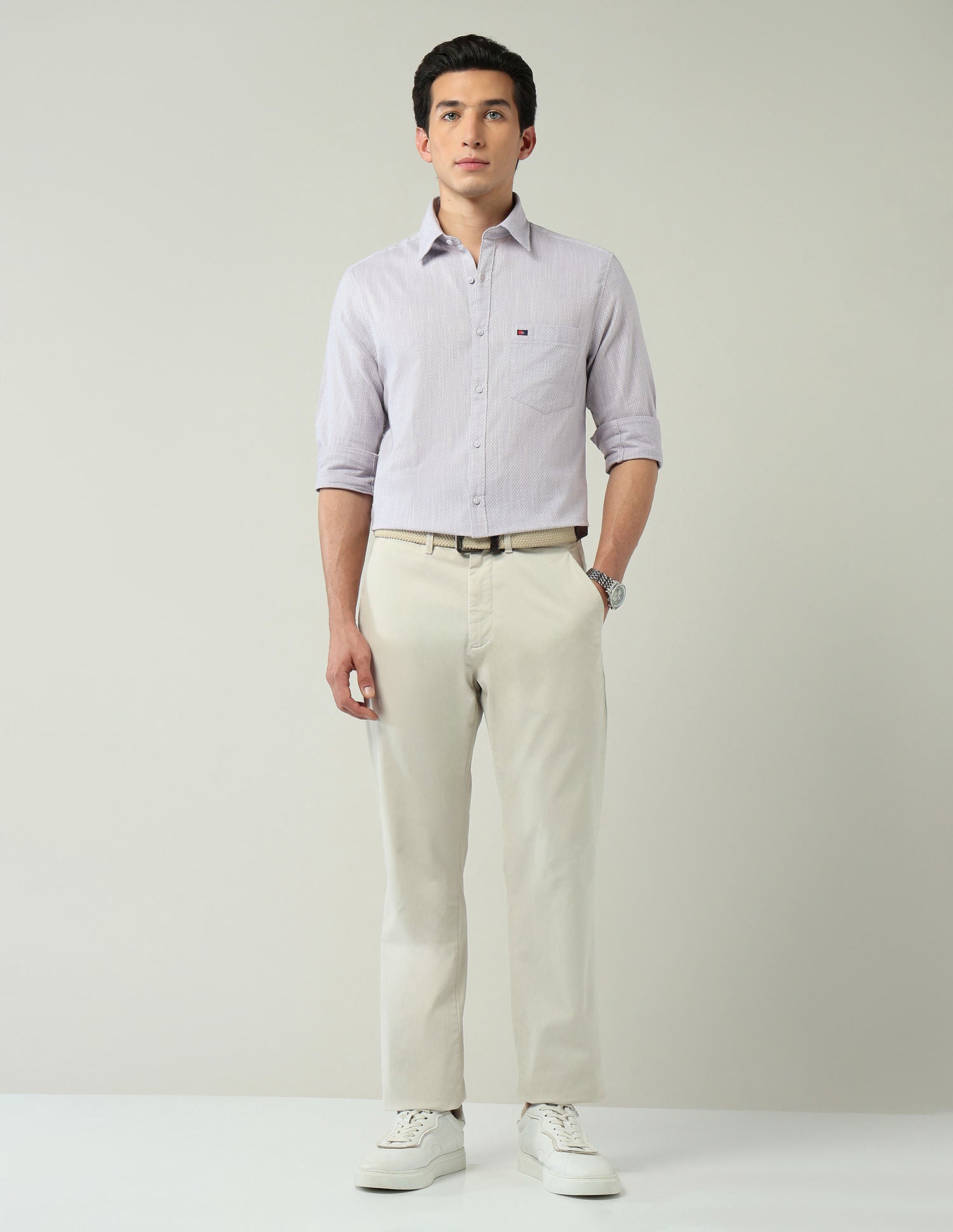 Corporate Ready Modern Slim Fit Self-Design Shirt