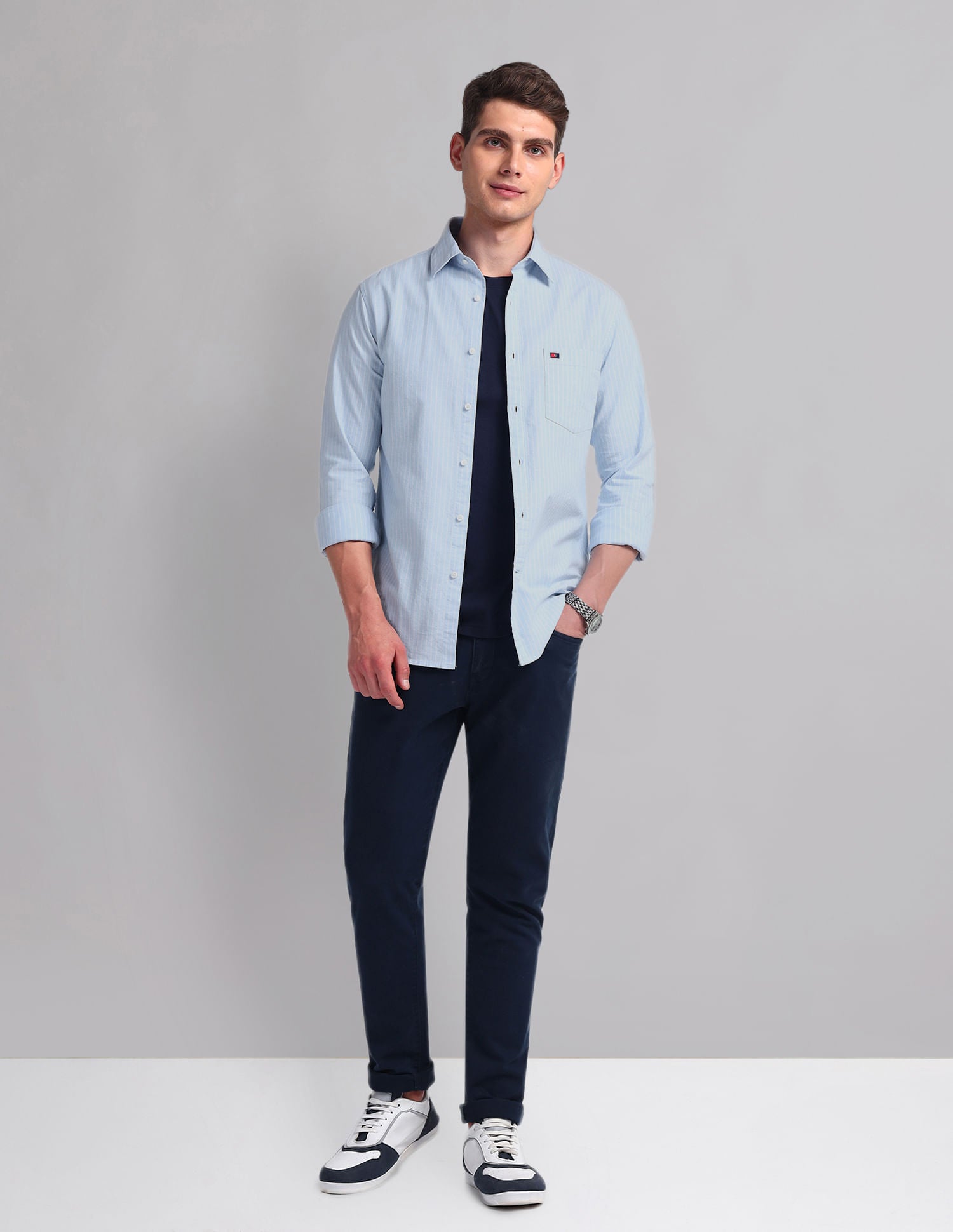 Vertical Stripe Cotton Shirt