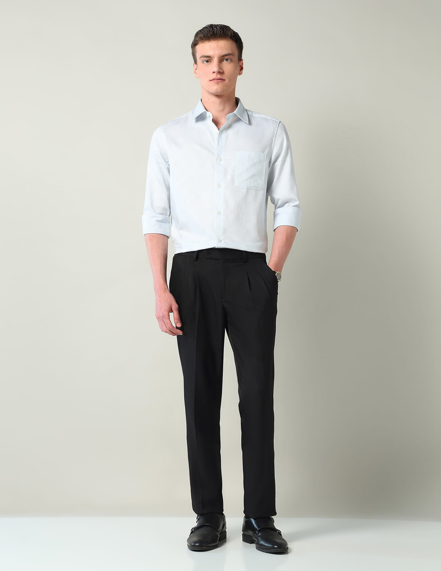 Mid Rise Pleated Formal Trousers