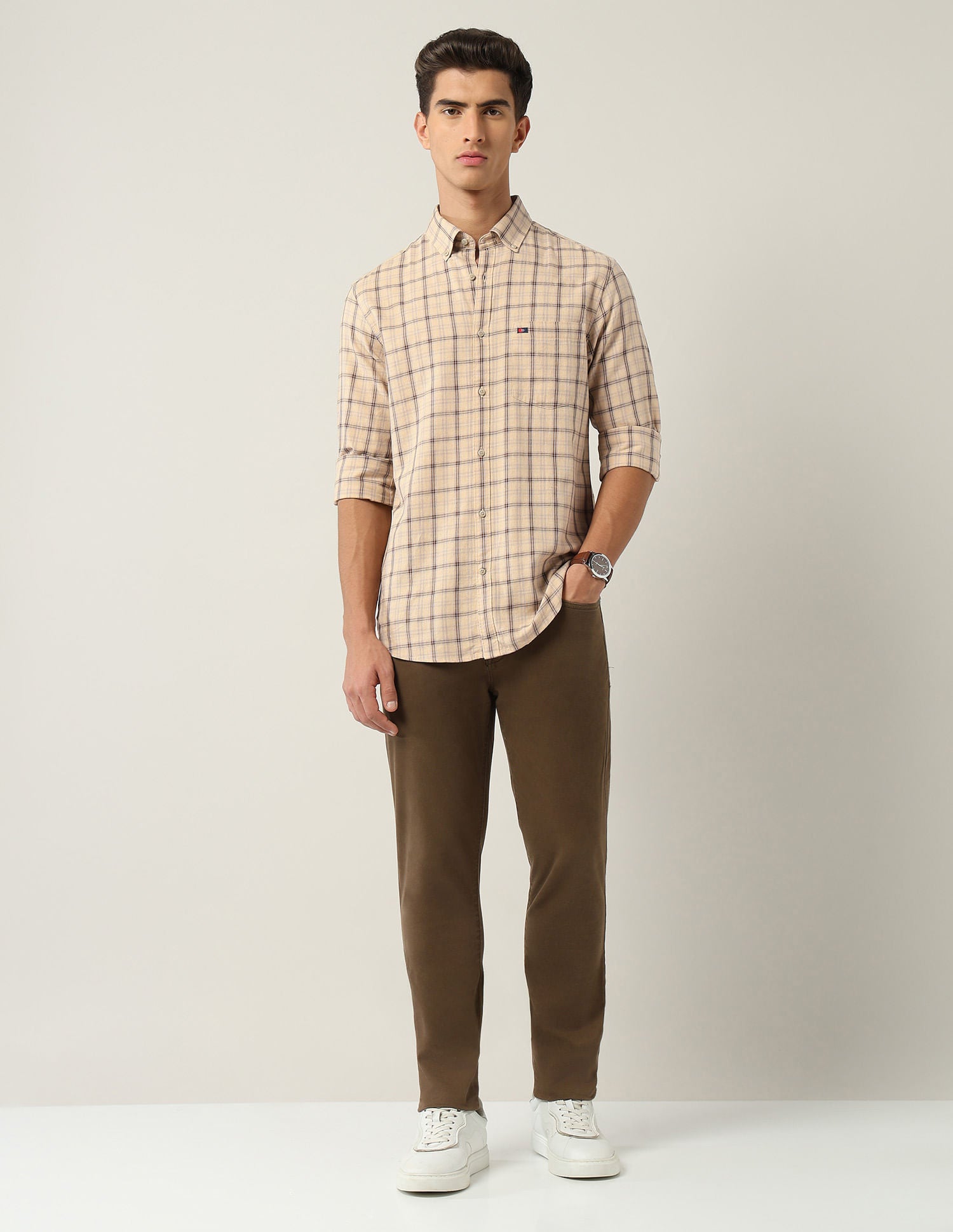 City Chronicles Modern Slim Fit Tartan Checked Shirt